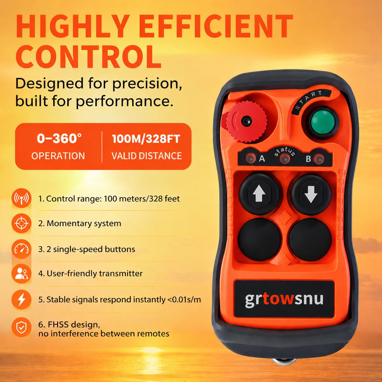 Q200 Télécommande Sans Fil 12-24V 2 Canaux pour Treuil Grue Benne
