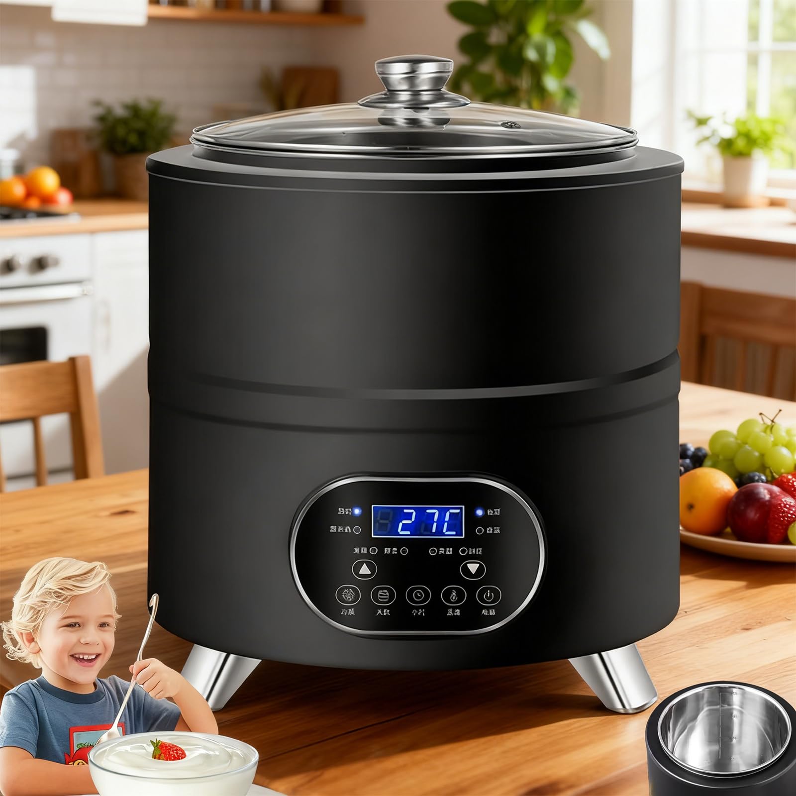 Yogurtera Comercial de 8L/12L con Control de Temperatura 25°C-80°C, Máquina de Fermentación Automática para Yogur y Natto Caseros con Temporizador y Funciones de Seguridad black 8L / 2.1 gal