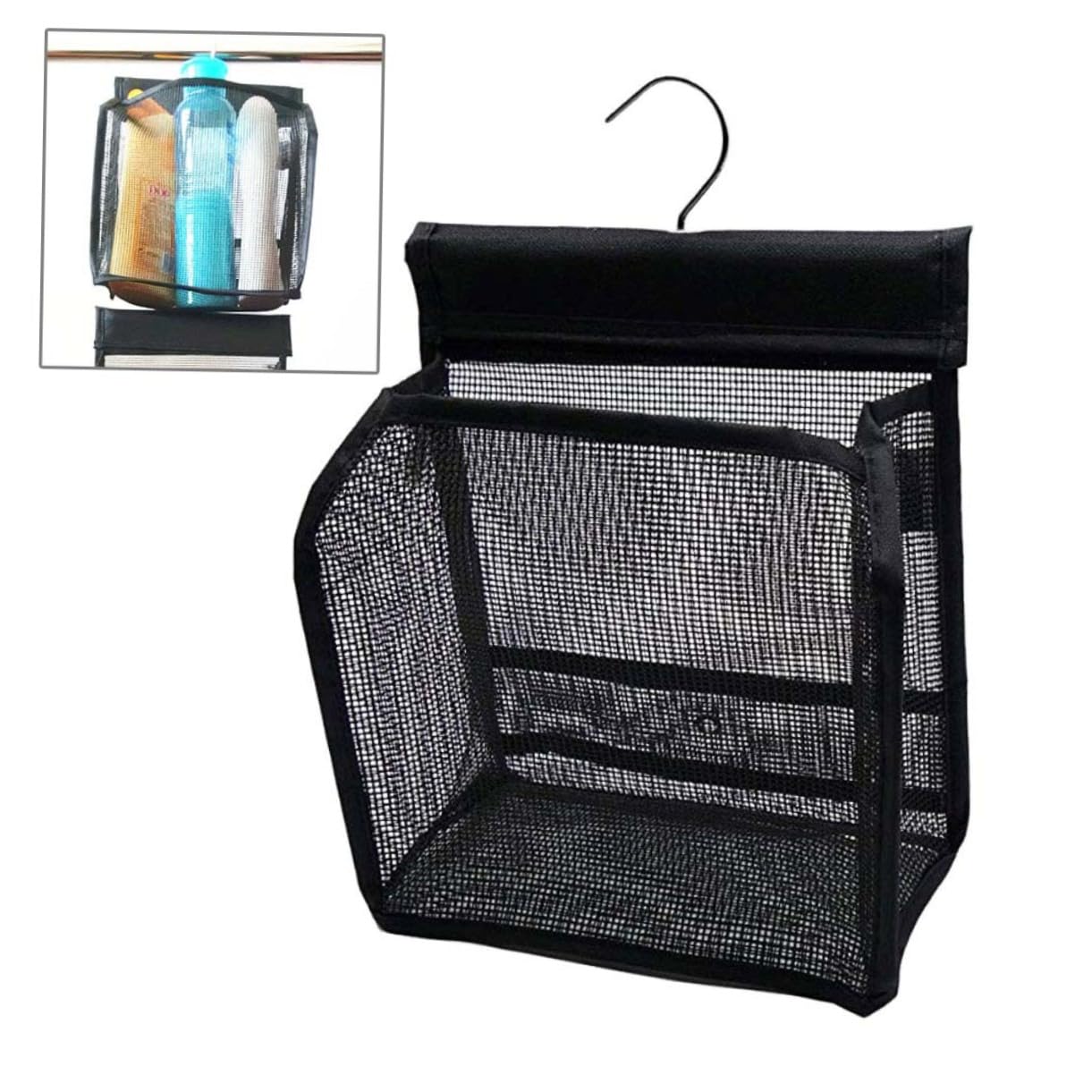 ULTECHNOVO Cestino Doccia Portaoggetti in Pvc Nero 3 Pezzi per Bagno