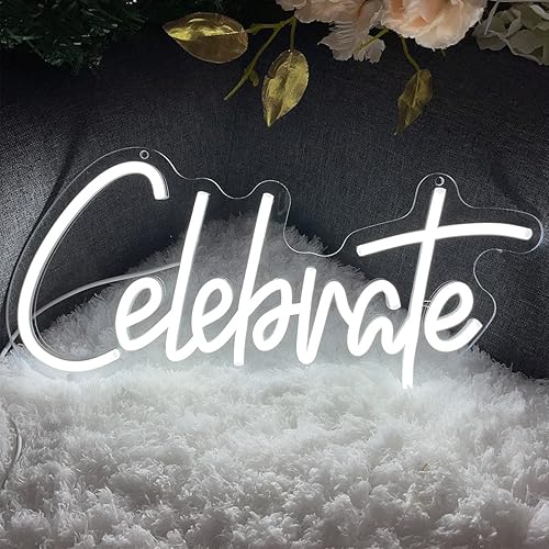 Miniatura 3 de Letrero de neón con texto en inglés The Celebrate for Wall para decoración de pared, letrero de luz LED de neón grande, telón de fondo flexible,