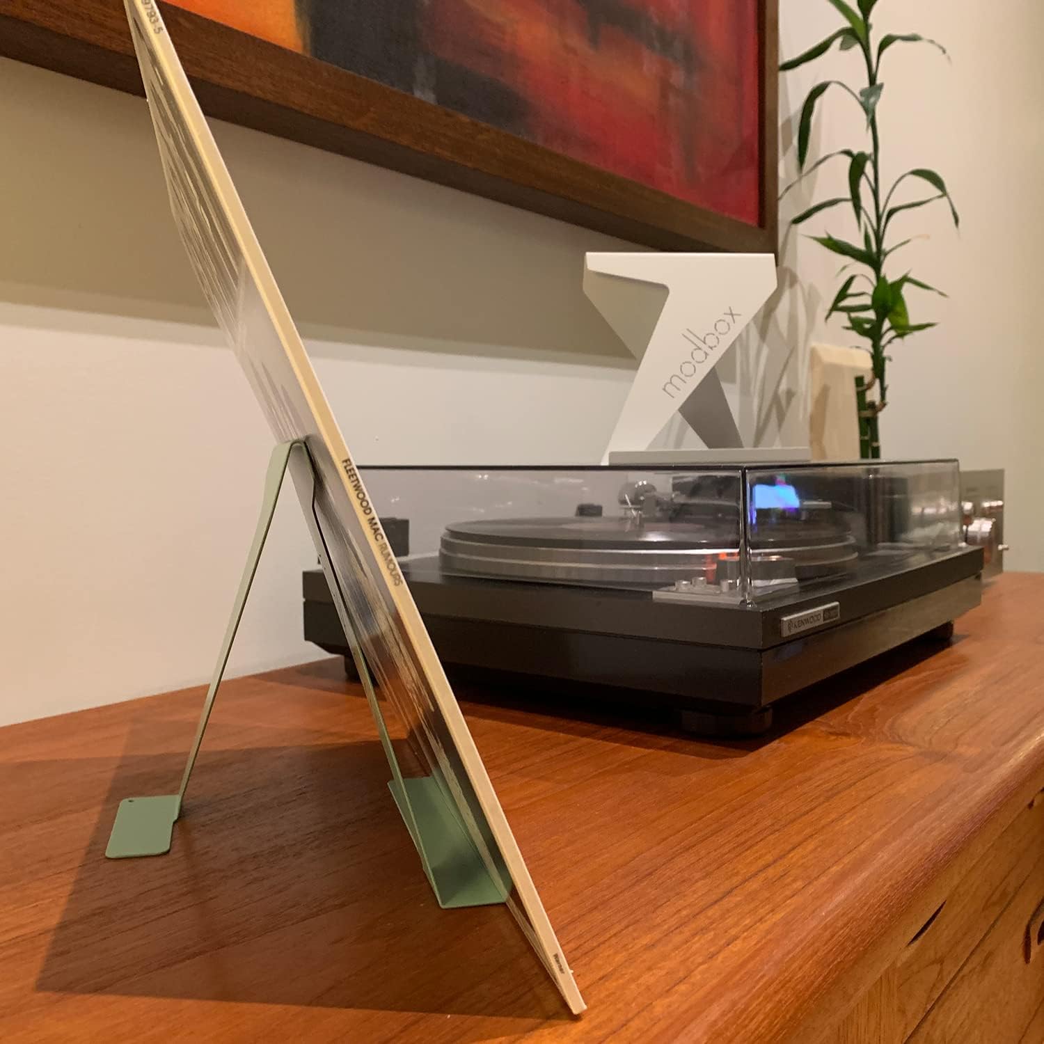 modbox USA Modern Steel Vinyl Record LP Album Display Stand with Boomerang Design in Retro Colors (Satin White)