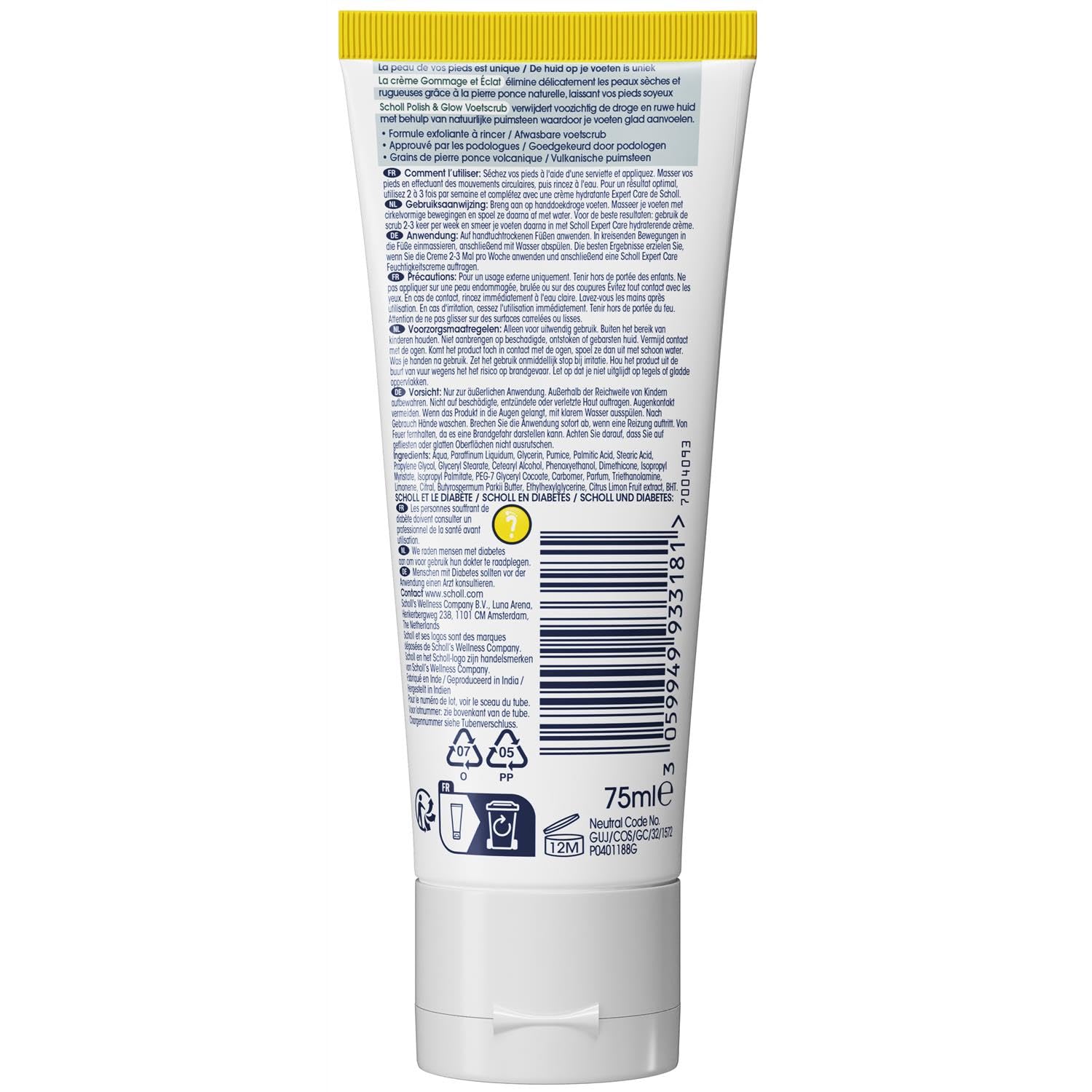 SCHOLL 3 cremas exfoliantes y brillo base pómez pies volcánicos – 75 ml