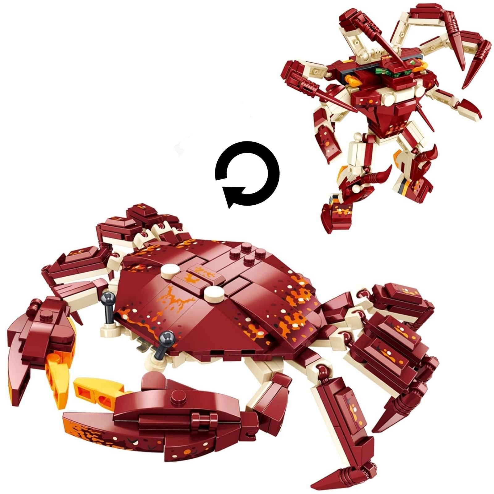 DrmBeyd Ocean Animal Building Blocks, Deep Sea Creatures Crab Building Toy Set, 2 in 1 Transformable Mecha Crab Building Kits, Ideas Presents for Adults & Boys and Girls, 242 PCS