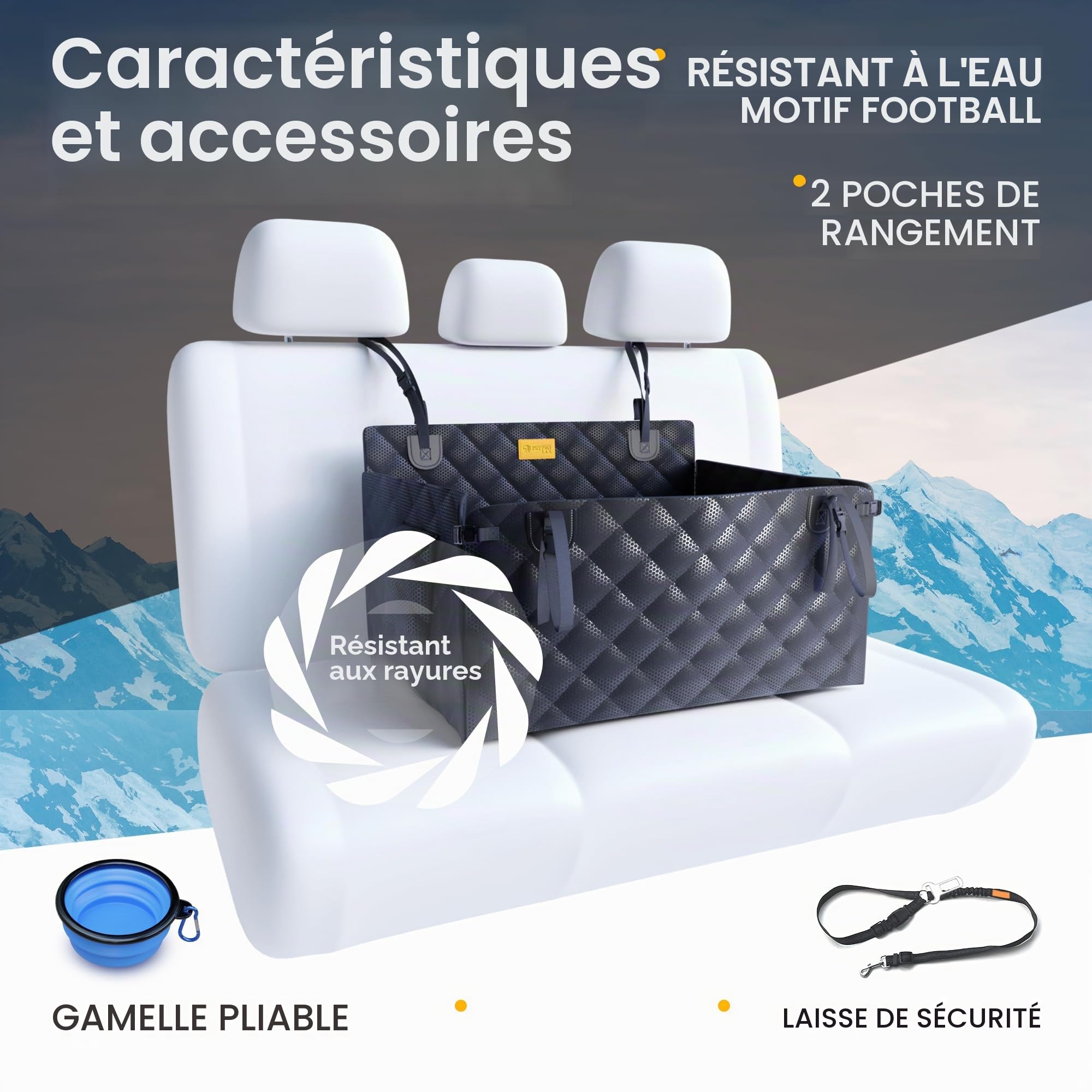 PETPROVED Panier Chien Voiture Siege Auto Chien Imperméable Sieges Arriere Siege Panier Voiture Auto Moyenne Taille Grande Taille