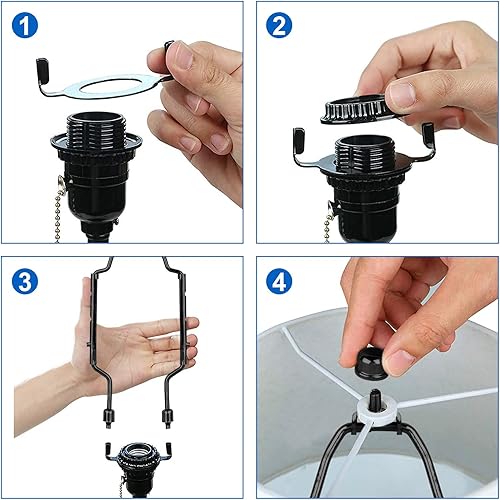 Miniatura 9 de WEAVERBIRD Soporte de arpa para pantalla de lámpara de 8, 9, 10 pulgadas, kit de arpa de lámpara ajustable con sillín estándar de 38, base de luz