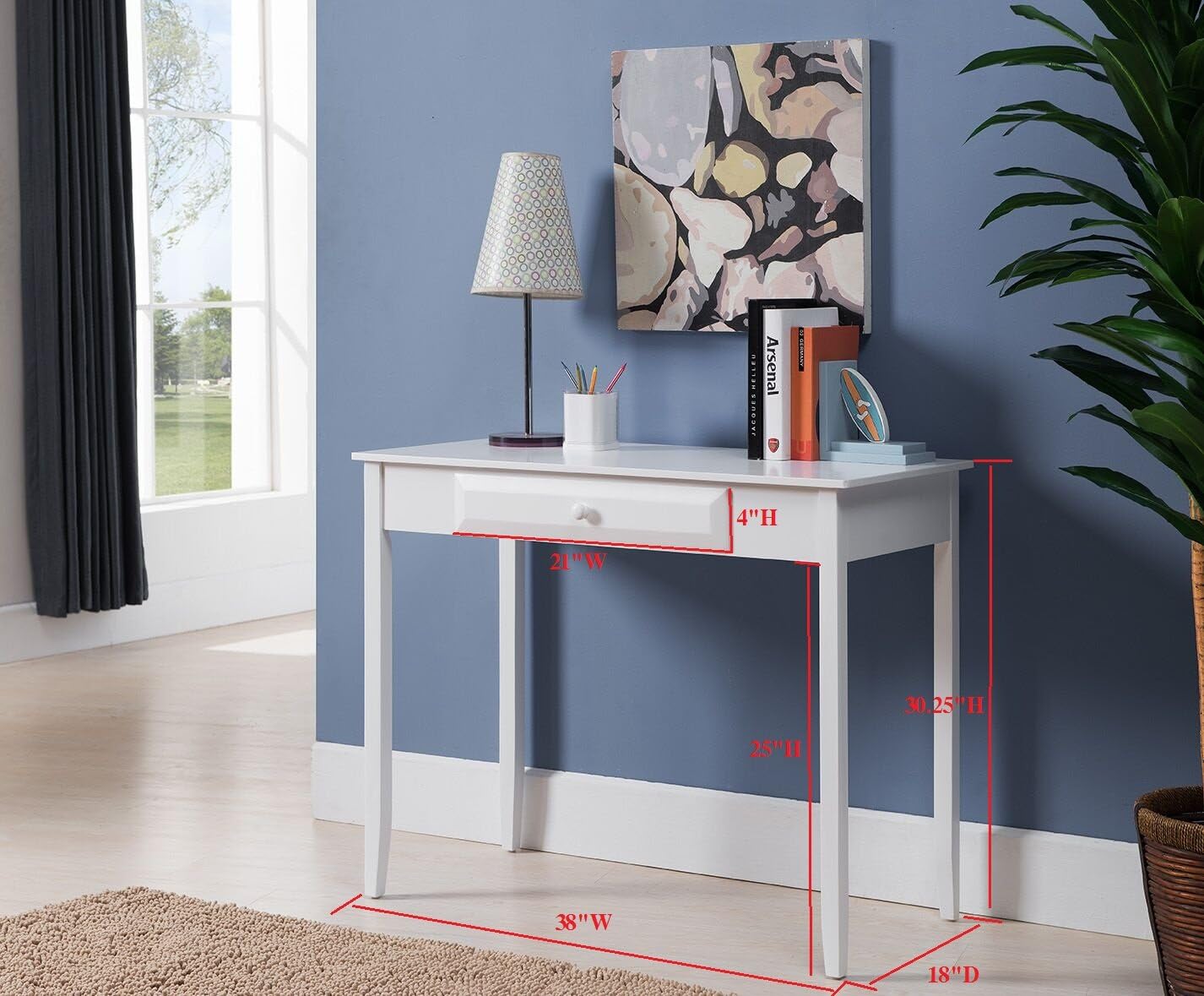 Kings Brand Furniture HO240 Parsons Desk with dimensions labeled
