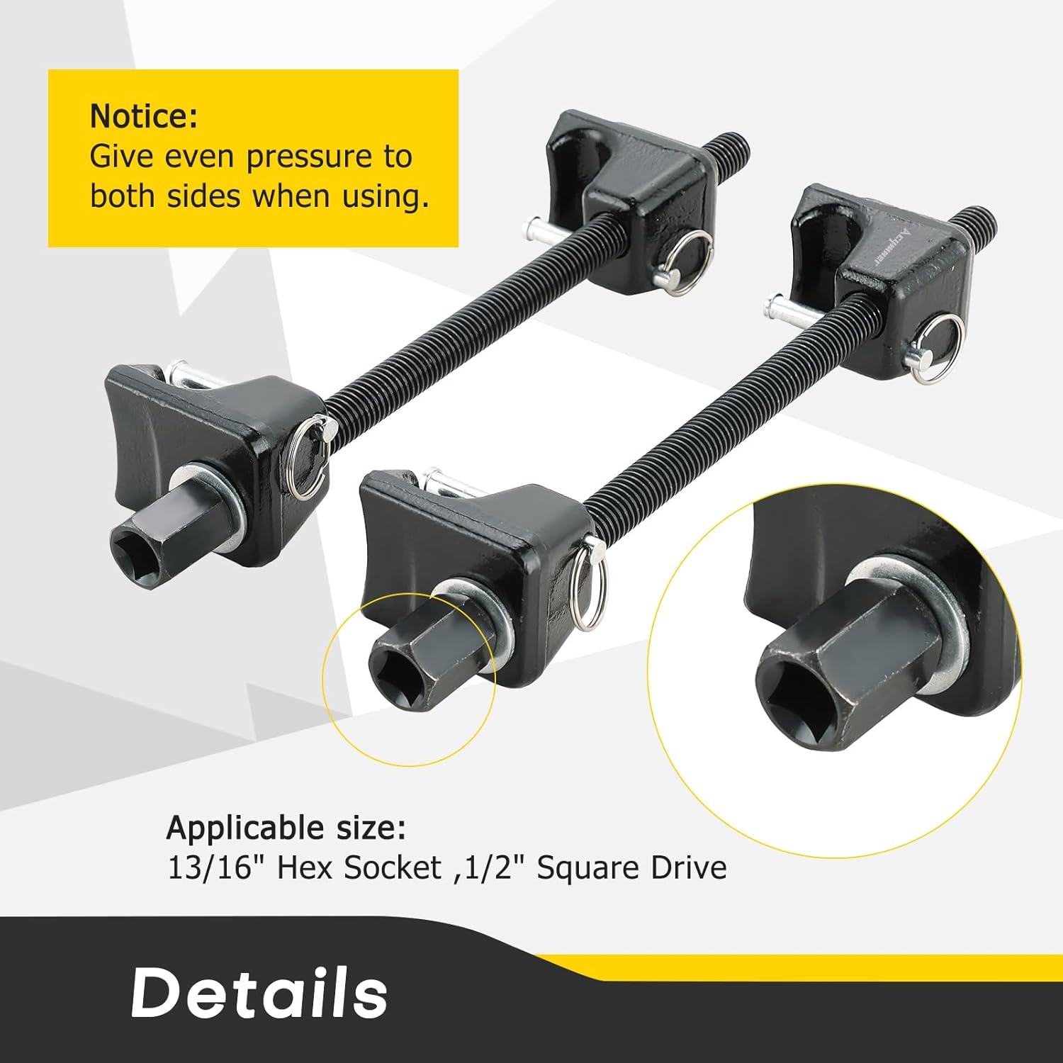 Macpherson Strut Spring Compressor Tool Kit | Universal Coil Spring Compressor Tool, 1/2" Square Drive Heavy Duty Strut Compressor for Car Truck Motorcycle,with Detent Pins,Set of 2,300mm