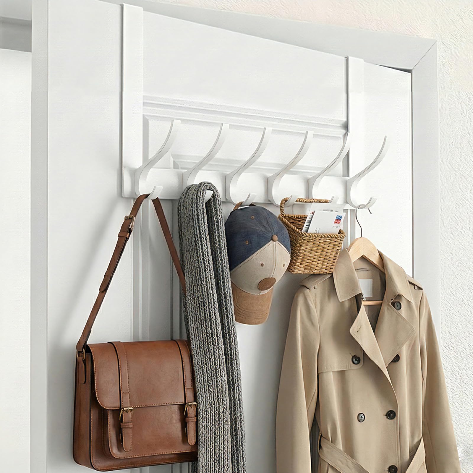 Over The Door Hooks Sturdy Door Hanger Large Over The Door Towel Rack with 12 Hooks Heavy Duty