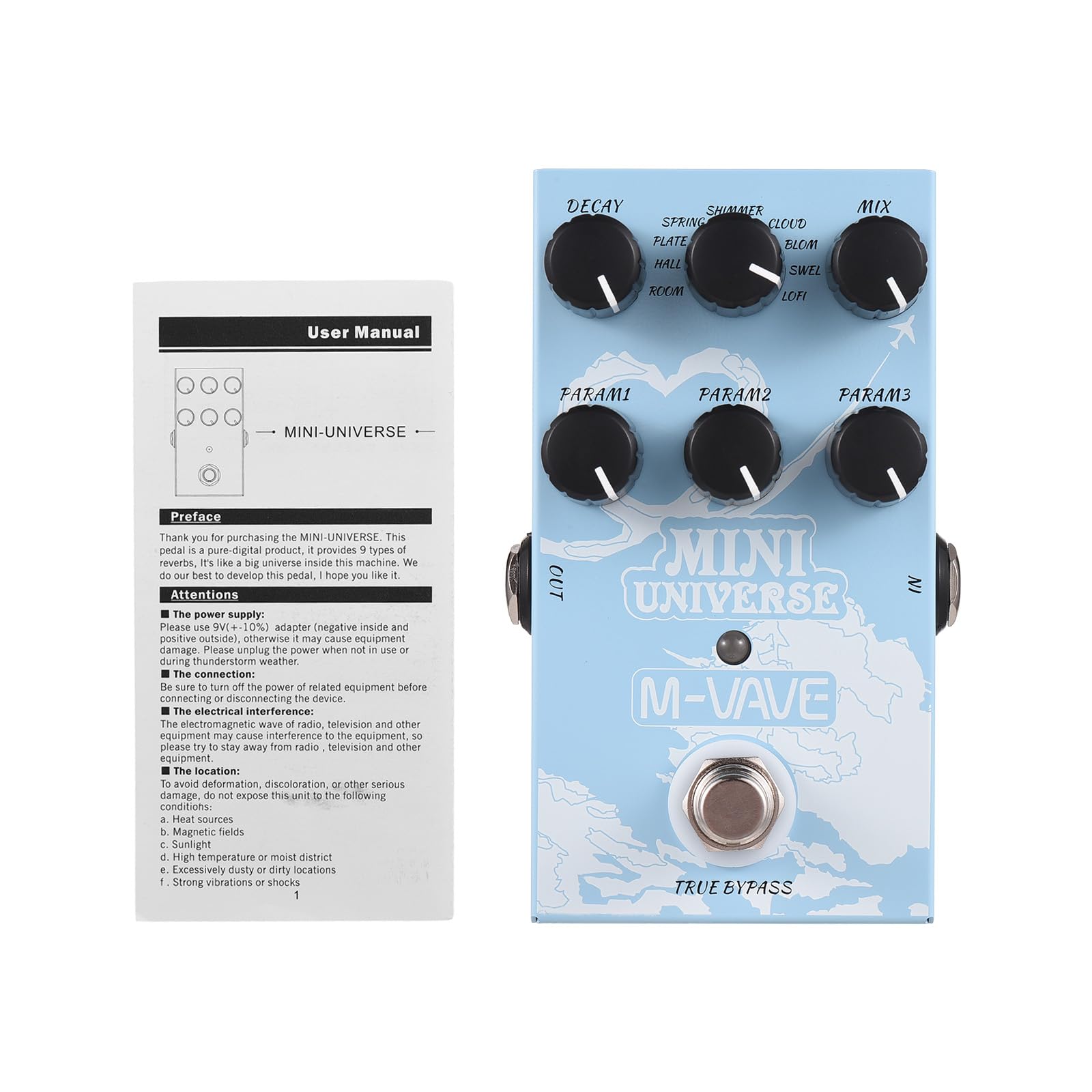 Pedale Per Effetti Per Chitarra, Digitale, Riverbero, Con Selezione Di Riverbero, 9 Modalità, Per Chitarra E Basso, Universale