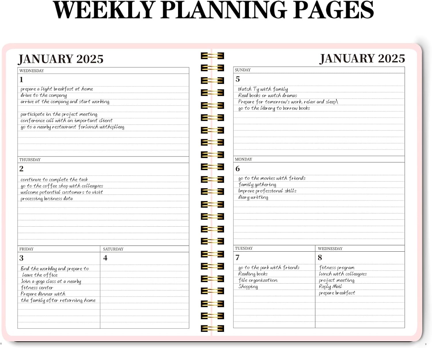 2025 Planner - Weekly and Monthly Planner for January - December 2025, 5.7" x 8" Daily Agenda Academic Calendar Planner,Perfect for Office, Home and School Supplies,Pink Jan-Dec 2025，Pink image 6 of 7 B0DPHFQNFB