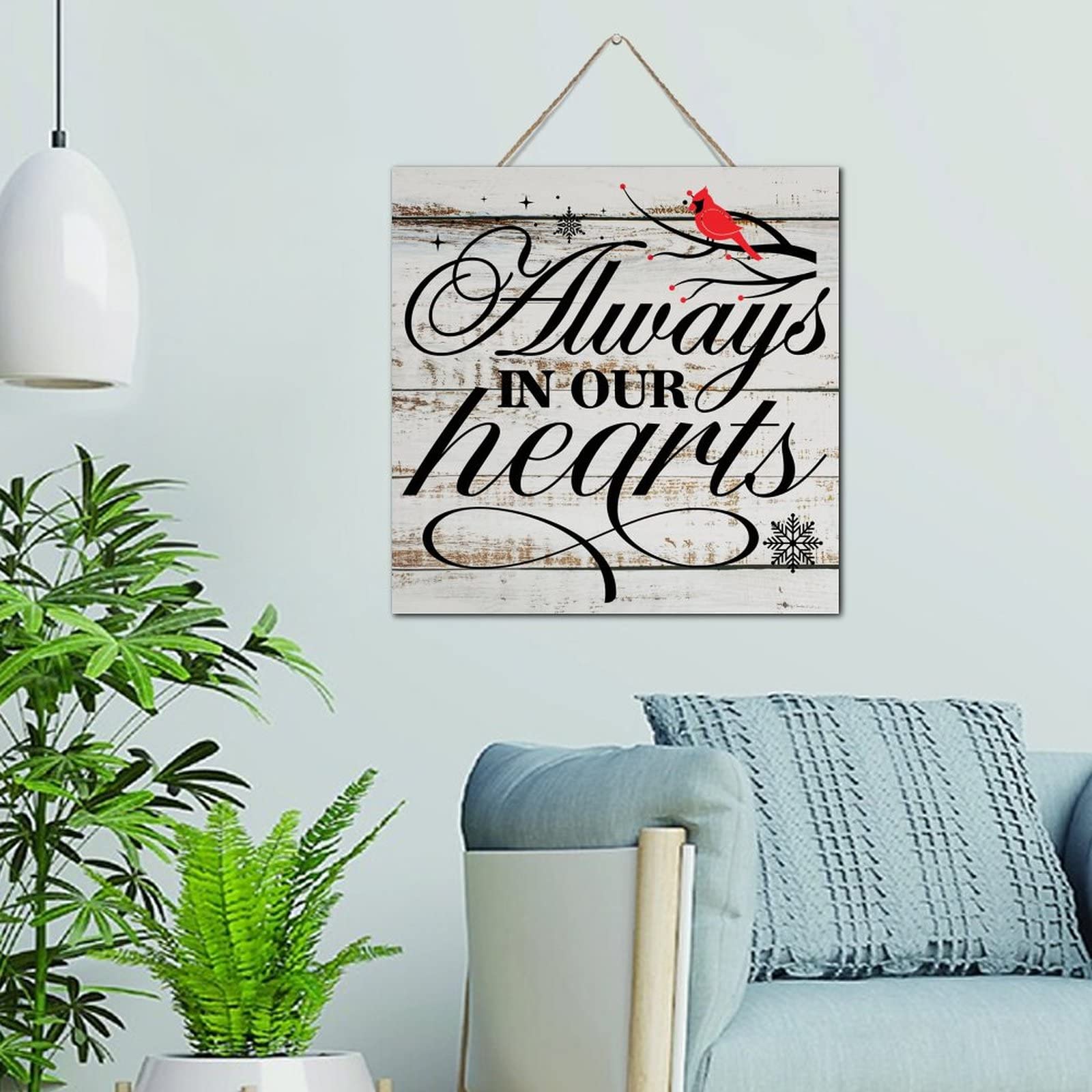Jolie plaque en bois avec citation oiseaux et cordelette
