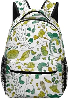 ColourLife Mochila escolar com estampa de aquarela de folhas para laptop, para homens, mulheres, estudantes