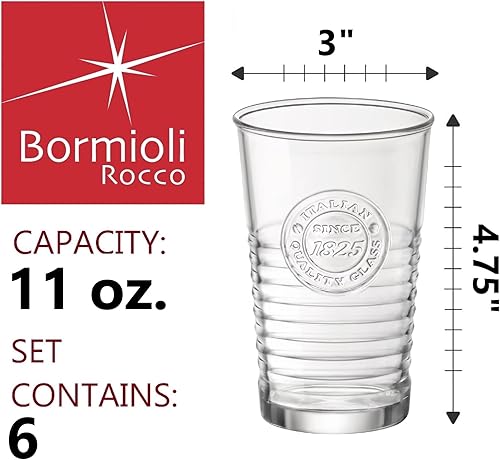 Miniatura 3 de Bormioli Rocco Officina 1825 - Vaso de agua, 11 onzas, juego de 6, 10.25 onzas, transparente