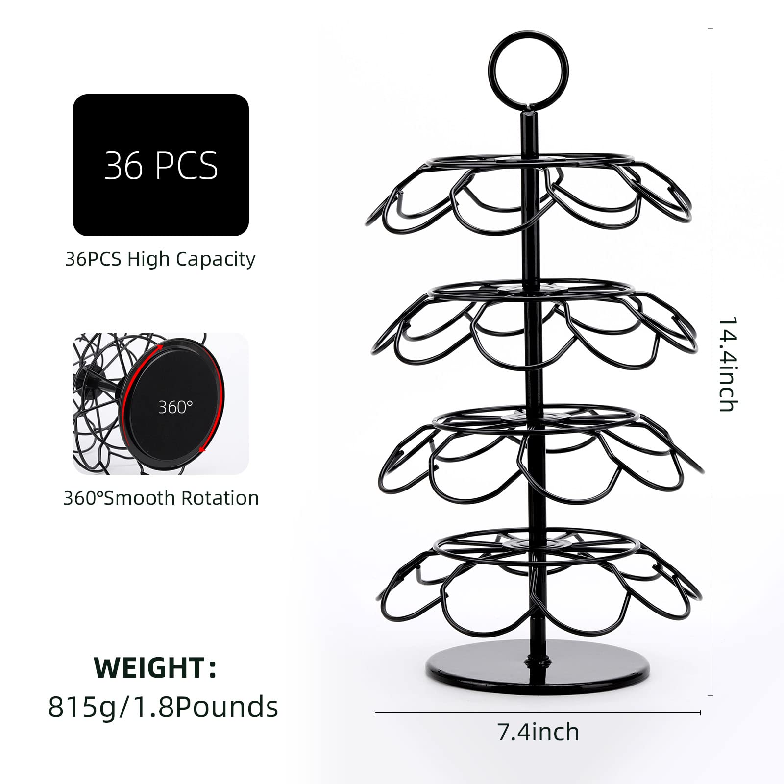 Rotating Keurig Pod Stand Nespresso Vertuo Pods Holder Qichksum