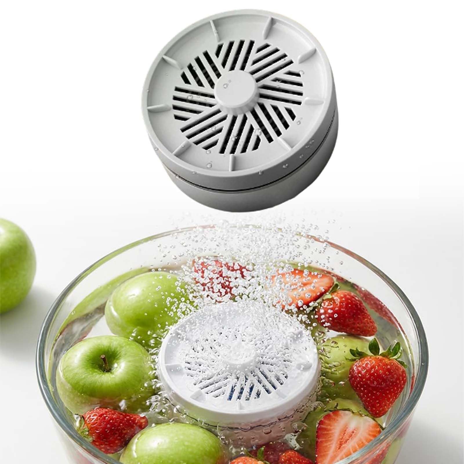Obst- und Gemüse-Waschmaschine, tragbare USB-Wireless-Gemüsewäsche mit Reinigungstechnologie, wasserdichter Obst- und Gemüsereiniger, Obst- und Gemüsereiniger für Zuhause, Reisen, Büro (Weiß)
