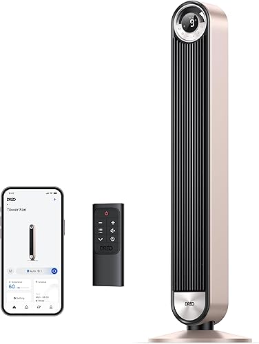Dreo Ventiladores de torre inteligentes para el hogar, ventilador oscilante de 90 para dormitorio en interiores, piso de control de voz con