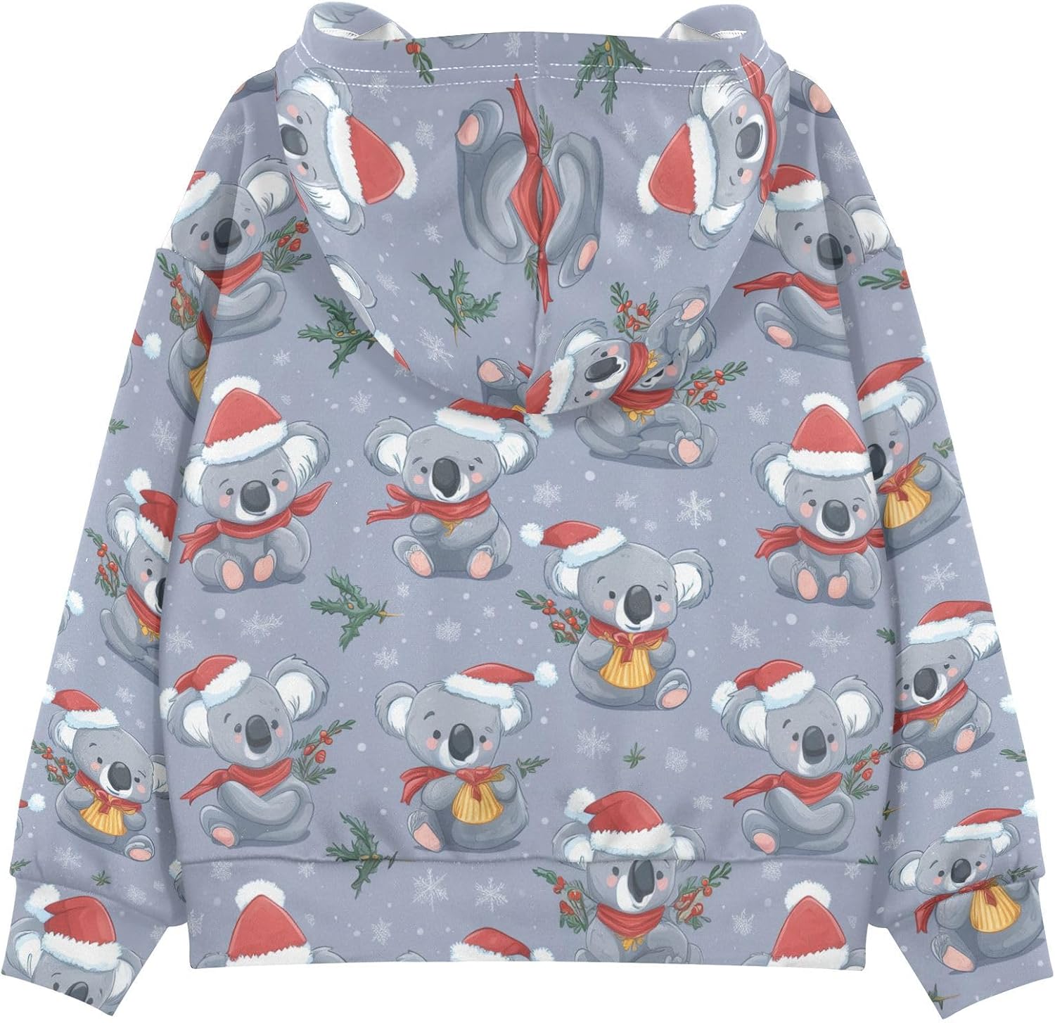 ZZXXB Koala Holly Leaf Kids Sweatshirts Boys Girls Hooded Kangaroo Pocket Pullover Tops XS-XXL