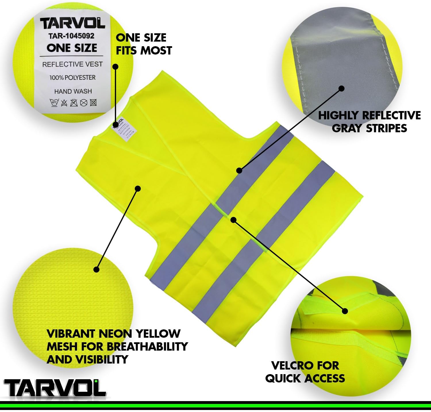 Safety Reflective Vest (ULTRA HIGH VISIBILITY BRIGHT NEON YELLOW) Perfect for Running, Jogging, Walking, Construction, Cycling, Motorcylcle Riding, and More! - - 