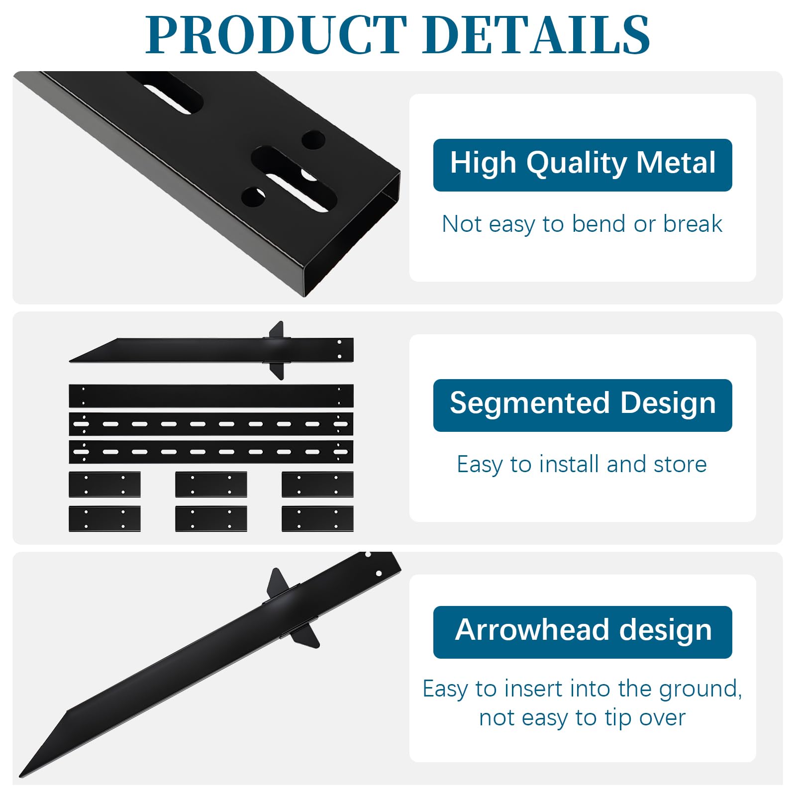Poteau de Style I signalisation au Sol de sécurité Poteau Lourd Supports de poteaux métalliques Robustes pour Panneaux – Polyvalents et durables (Noir, 2400 mm)
