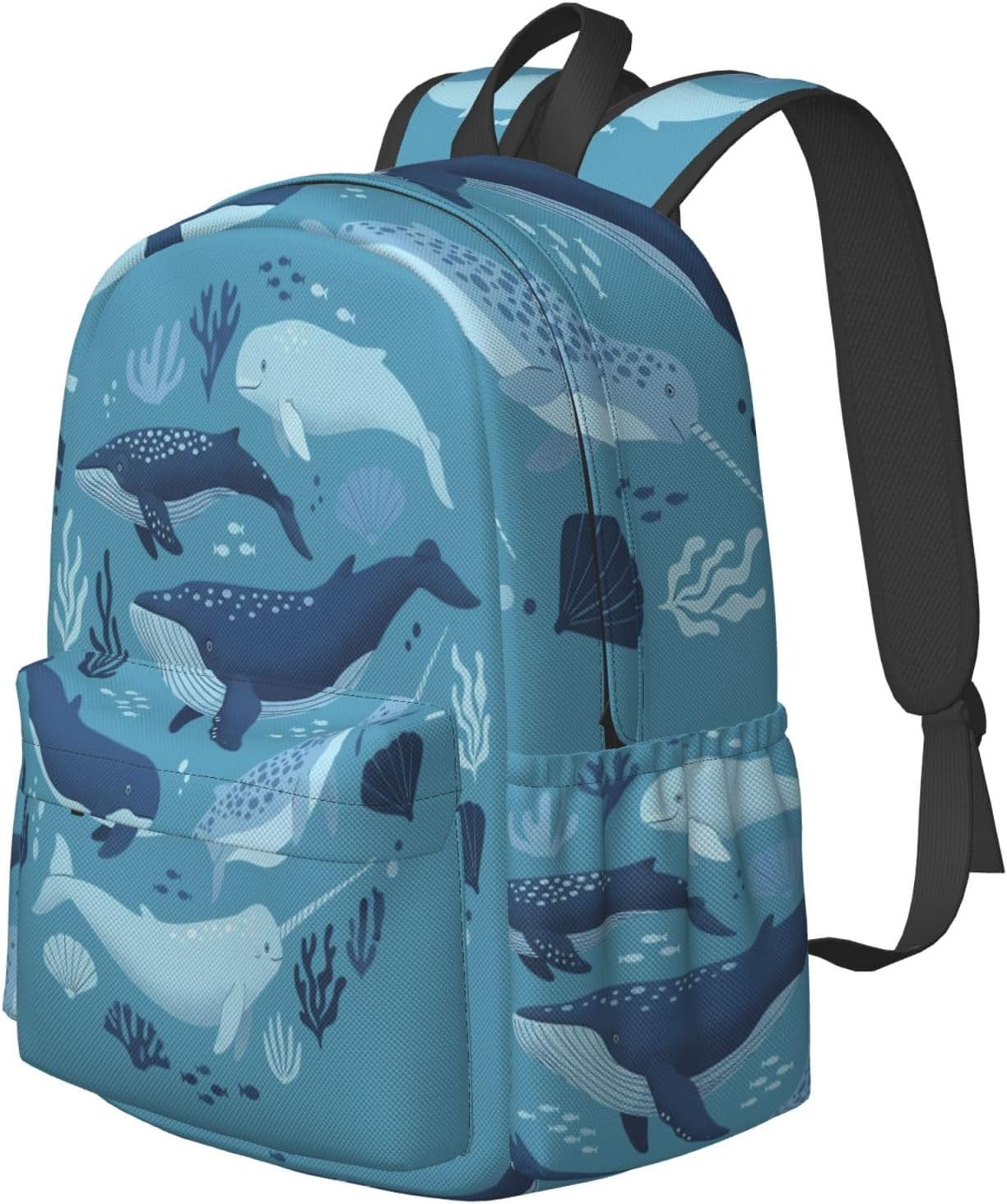 16 inch backpack Whales Laptop Backpack Full Print School Bookbag Shoulder Bag for Travel Daypack