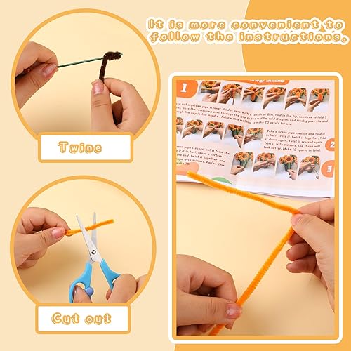 Miniatura 4 de 430 piezas de limpiadores de tuberías de felpilla para manualidades, limpiador de tuberías para manualidades, kit de girasoles con instrucciones