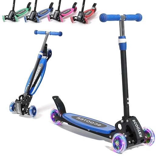 3 Wheel Scooters for Kids 2-5 5-7 Years, 4 Adjustable Heights Foldable Metal Toddler Scooter for Boys Girls Up to 120 lbs, Lean-to-Steer, Dual Rear Brake Widen Anti-Slip Deck