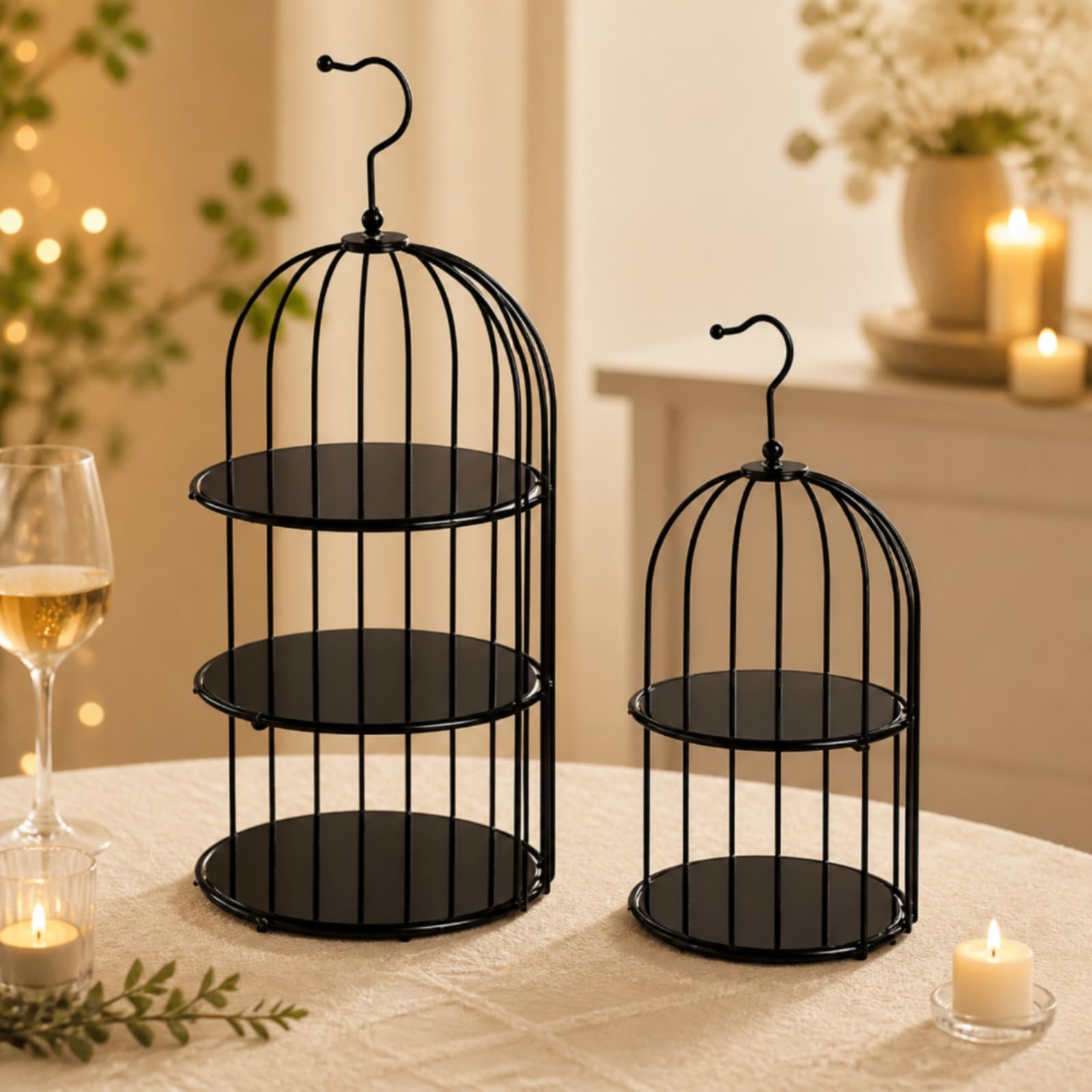2 Piezas Expositor Estilo Jaula Pájaro corativo Expositor con s Circulares Acrílico Organizador para Pasleros, Cafés