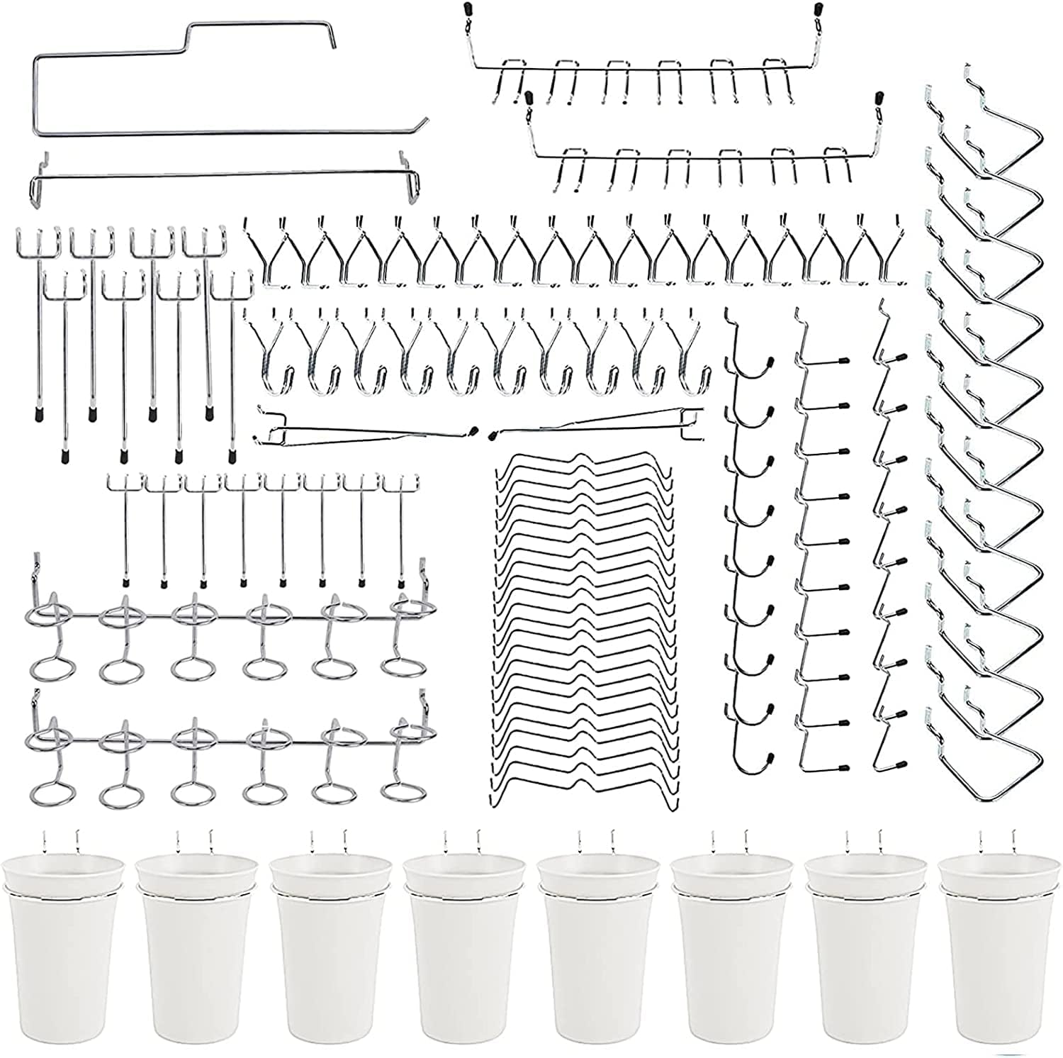 Homtone 170 PCS Pegboard Hooks with Plastic Bins, Pegboard