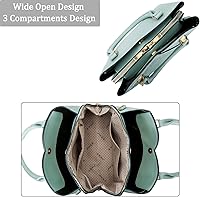 Vista 6 de KKXIU Monederos y bolsos de mano con triple compartimento para mujer, bolso de mano con asa superior 5-verde