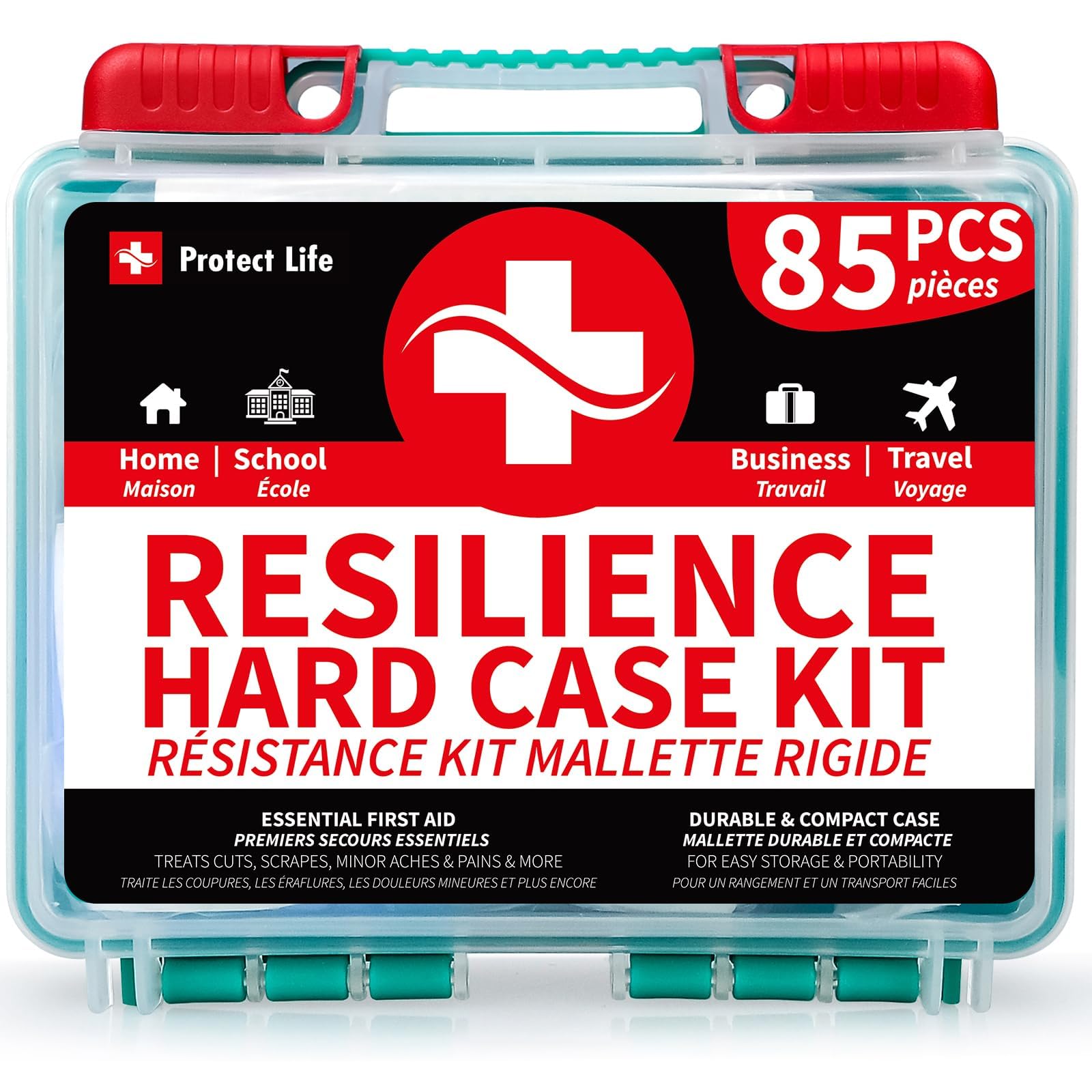 Protect Life Survival First Aid Kit for Home/Business, Camping Survival Kits | Mini Travel First Aid Kit | Camping Equipment | Small Kits for Car | Outdoor Emergency Survivals Pack - 85pcs