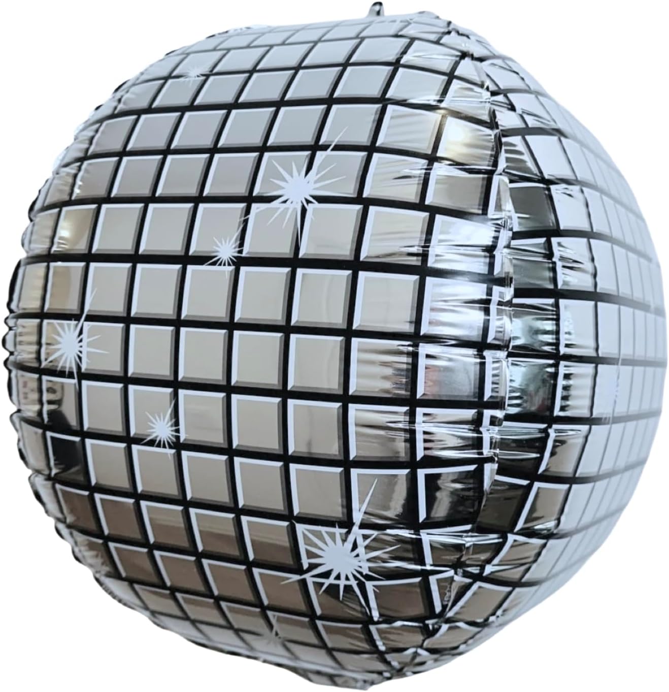 4D Silver Disco Ball Foil Balloon, 55cm