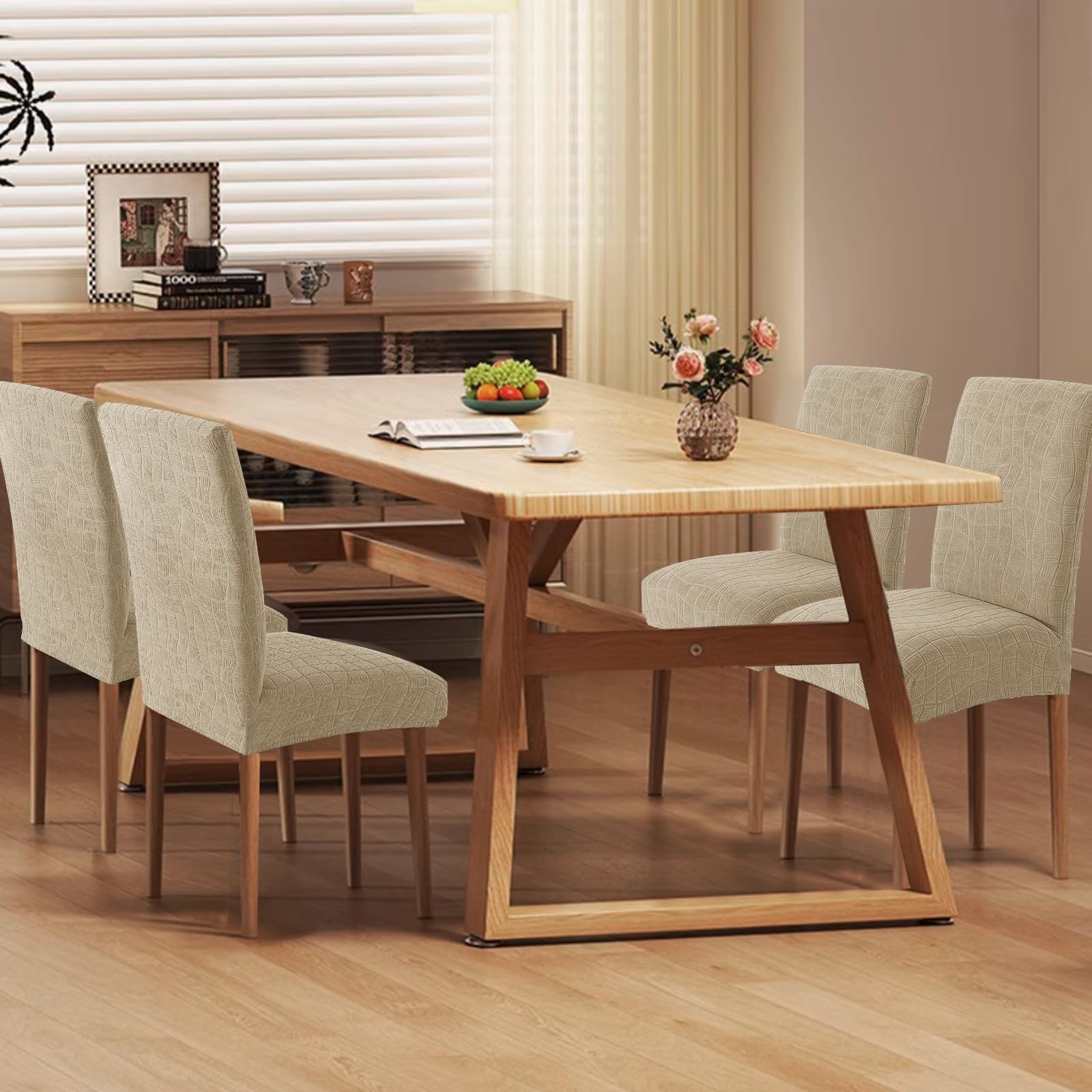 Ystyle Stretch Stuhlhussen 4er Set, Stuhlbezug Elastischer, Hussen Für Stühle Abnehmbarer, Stuhlbezüge Chair Cover Langlebig Universal, Für Bankett Deko Und Hochzeit Partys, Khaki