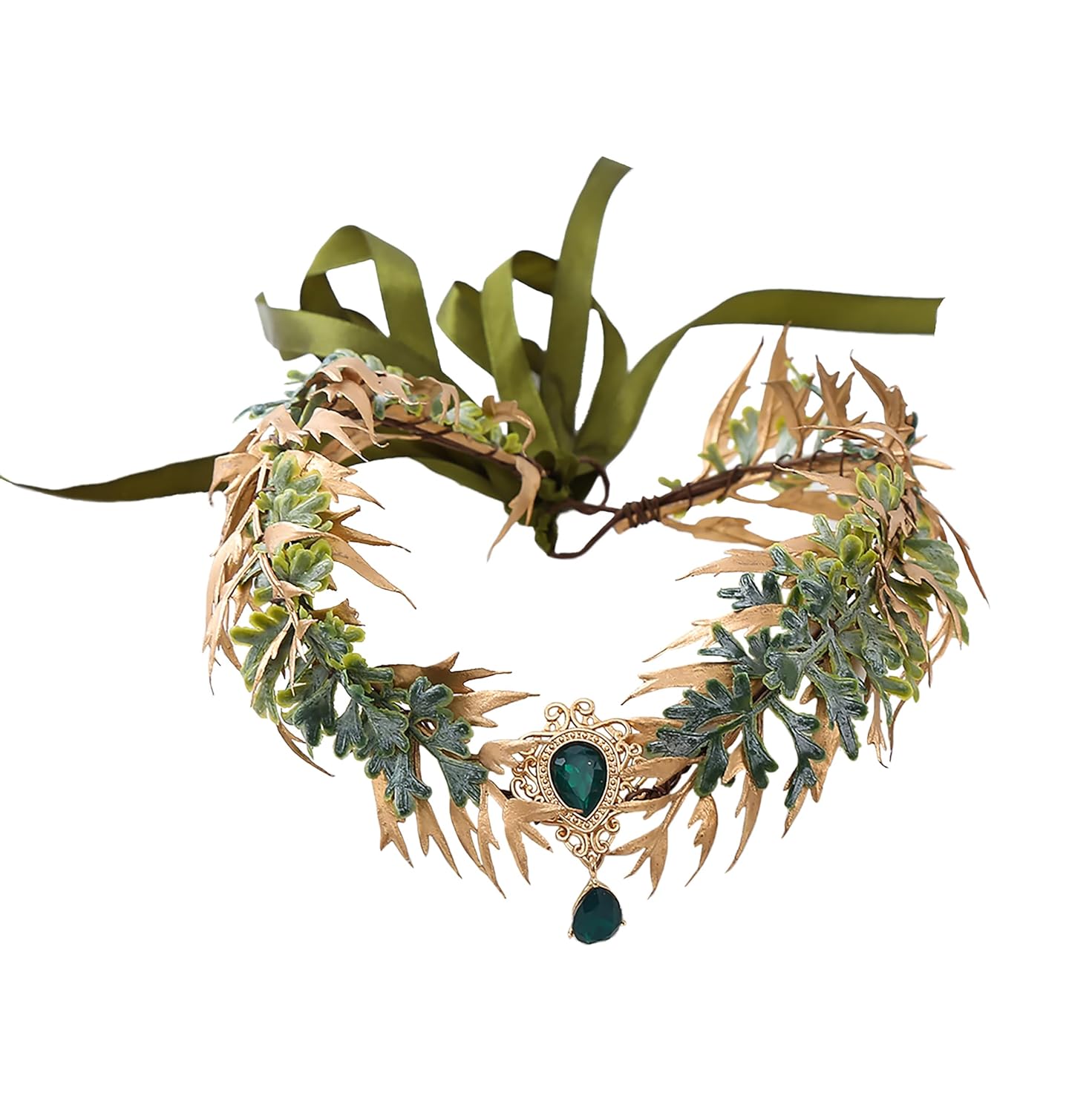 Vivivalue Fairy Flower Crown Even Headband Floral Headpiece Woodland Forest Circlet for Women Halloween Renaissance Wedding Bridal Cosplay Prom Photo Props