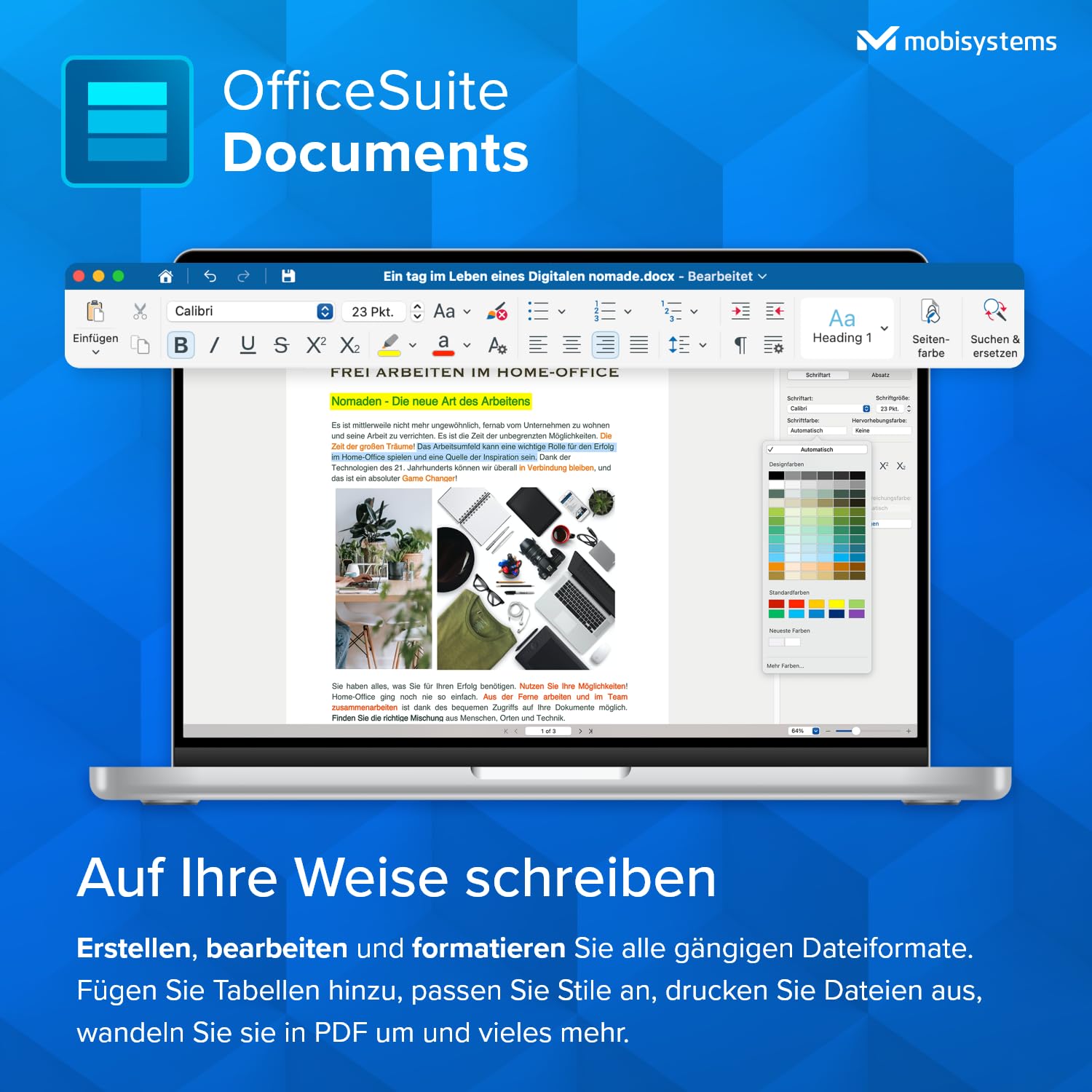 OfficeSuite Home & Business für Mac - Lebenslange Lizenz - Office-Paket für MacOS | 1 Gerät | 1 Benutzer