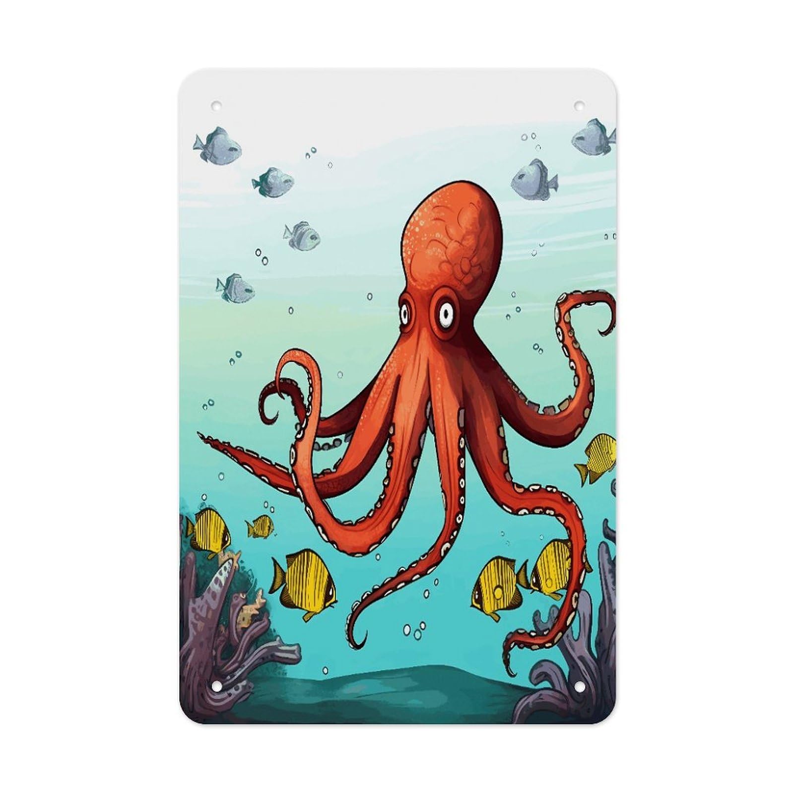 VstaDank Giant Octopus Metal Tin Signs Personalized Wall Art Prints Decoration Art Poster Funny Vintage Tin Sign Iron Sheet Painting Metal Signboard Decor Painting for Wall Decor