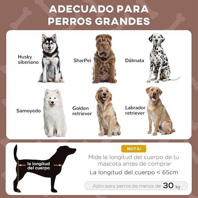 Foto 3 de 8 de PawHut Cama para Perros Elevada con Toldo 106x76x94 cm Café