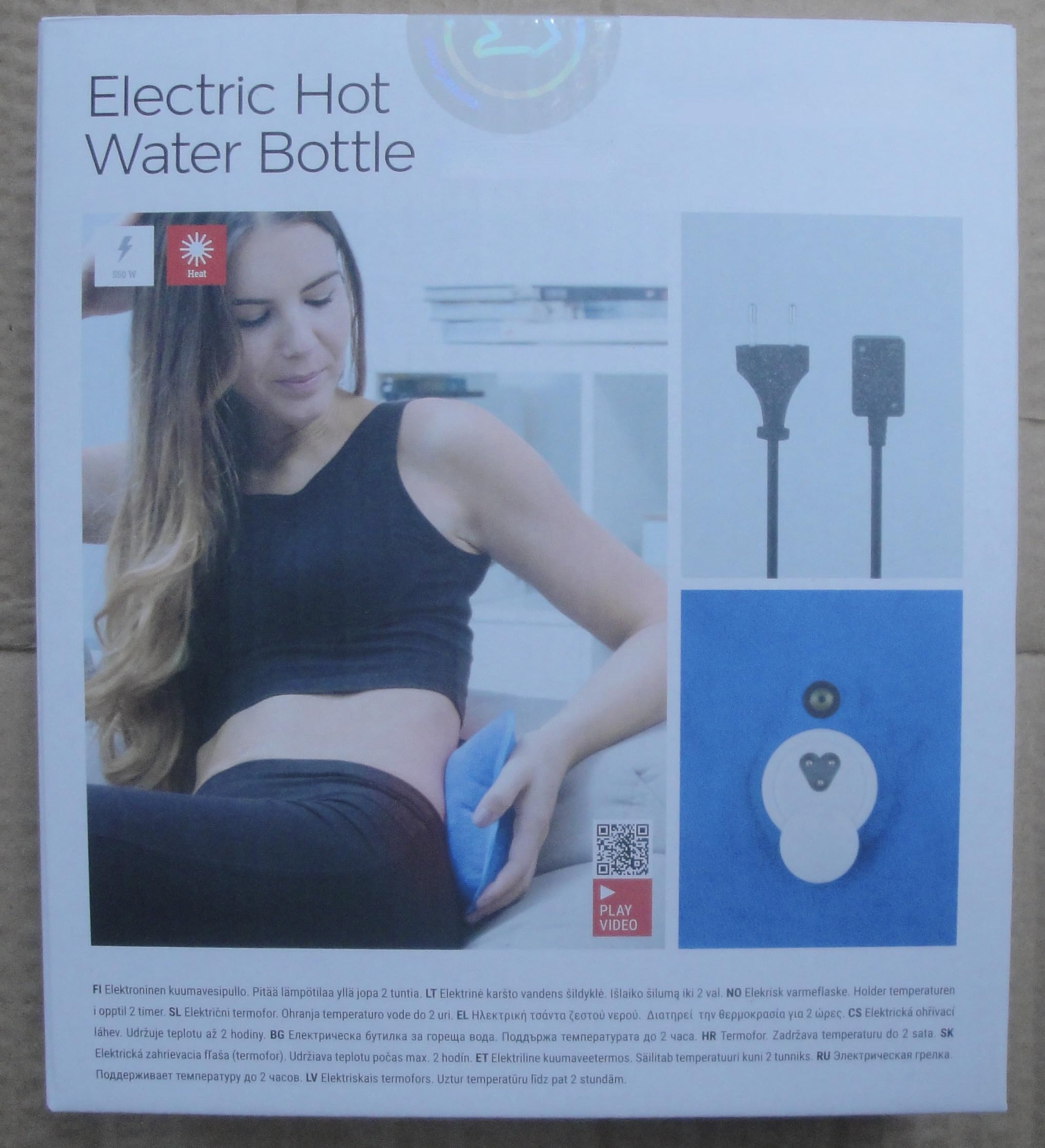 Bouillotte Electrique Chauffante Rechargeable - Bouteille Eau Chaude - Bouillotte eau chaude - idéal pour Soulager Rapidement les Douleurs dorsales et menstruelles - 75ºC - 600 W - Bleu