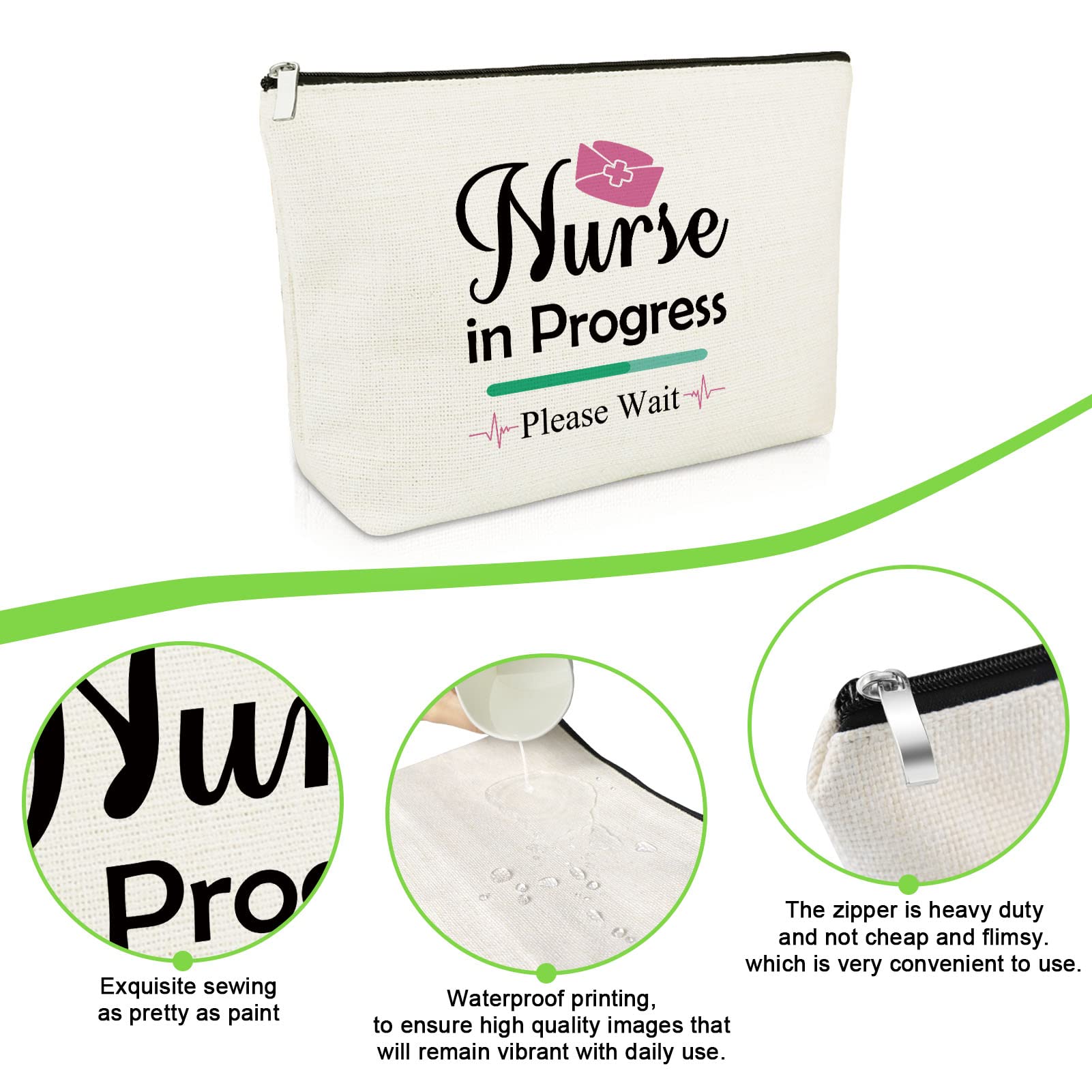 Nurse Inspirational Gifts Makeup Bags Nurse in Training Gifts Future Nursing Cosmetic Bag for Women Encouragement Present for Nursing Student Daughter Best Friend Christmas Graduation Travel Pouch - Image 4