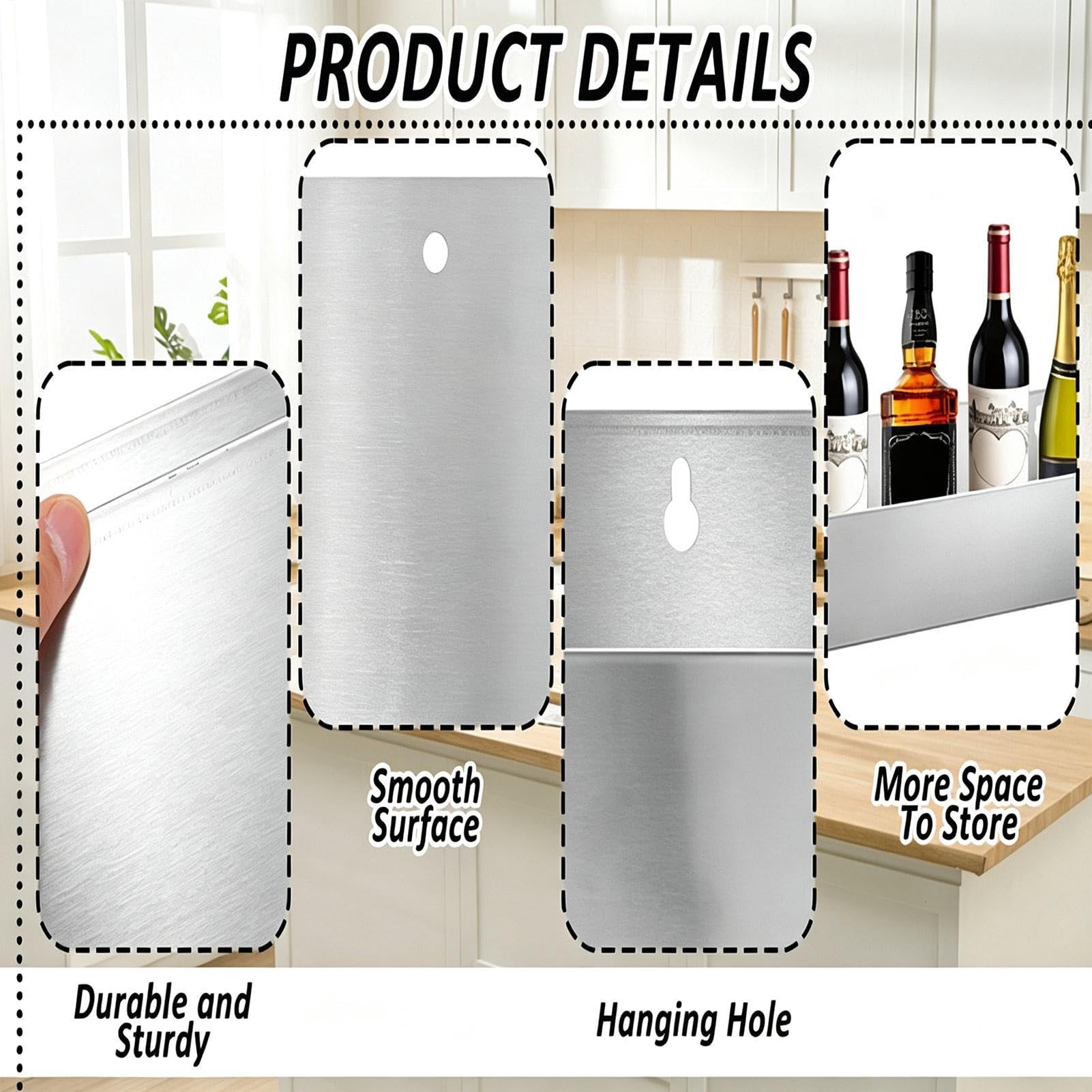 Single Speed Rail, Stainless Steel Heavy Duty Liquor Organizer, Bottle Rack