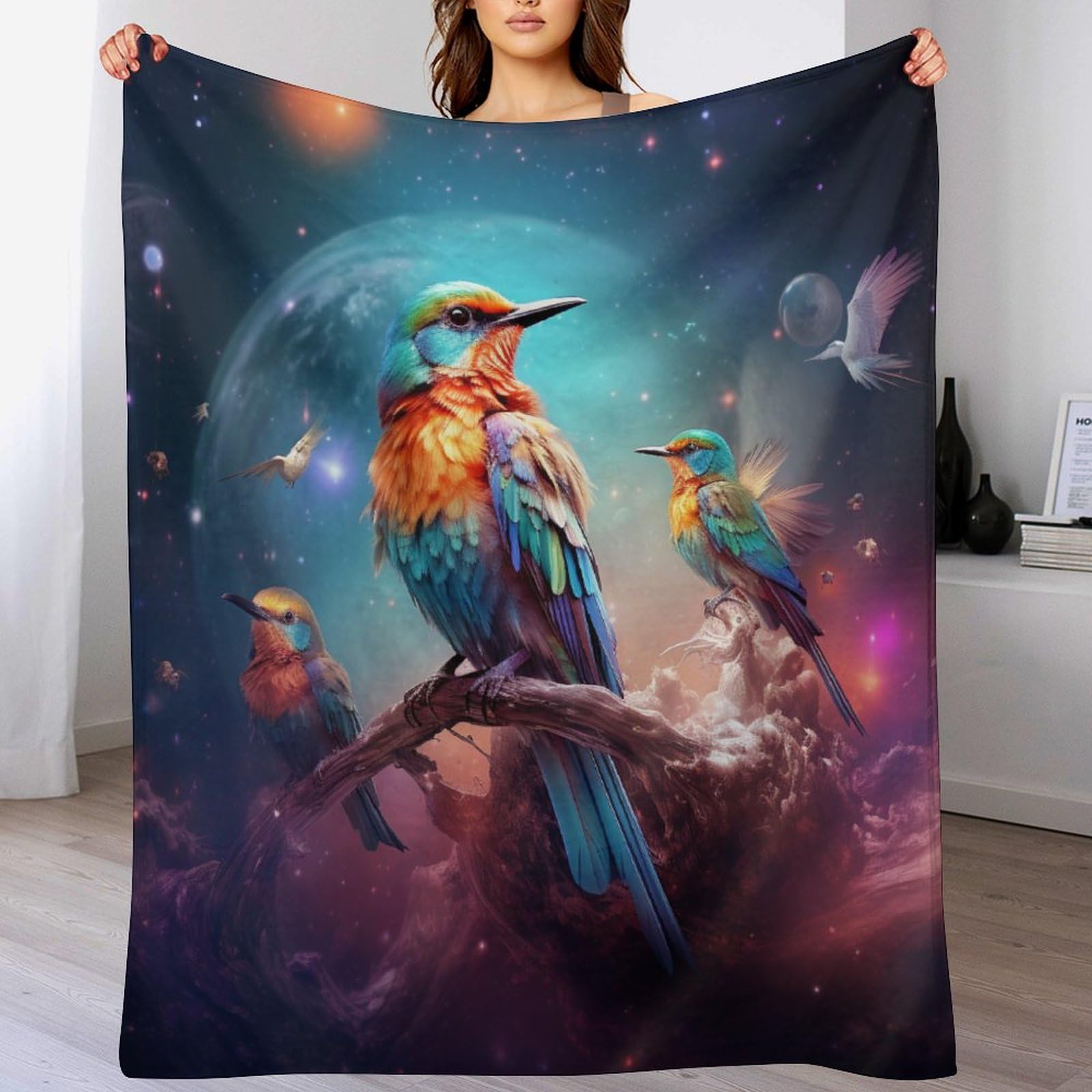 Manta para el salón Cute Bird de franela que evita el frío en el sofá todo el año
