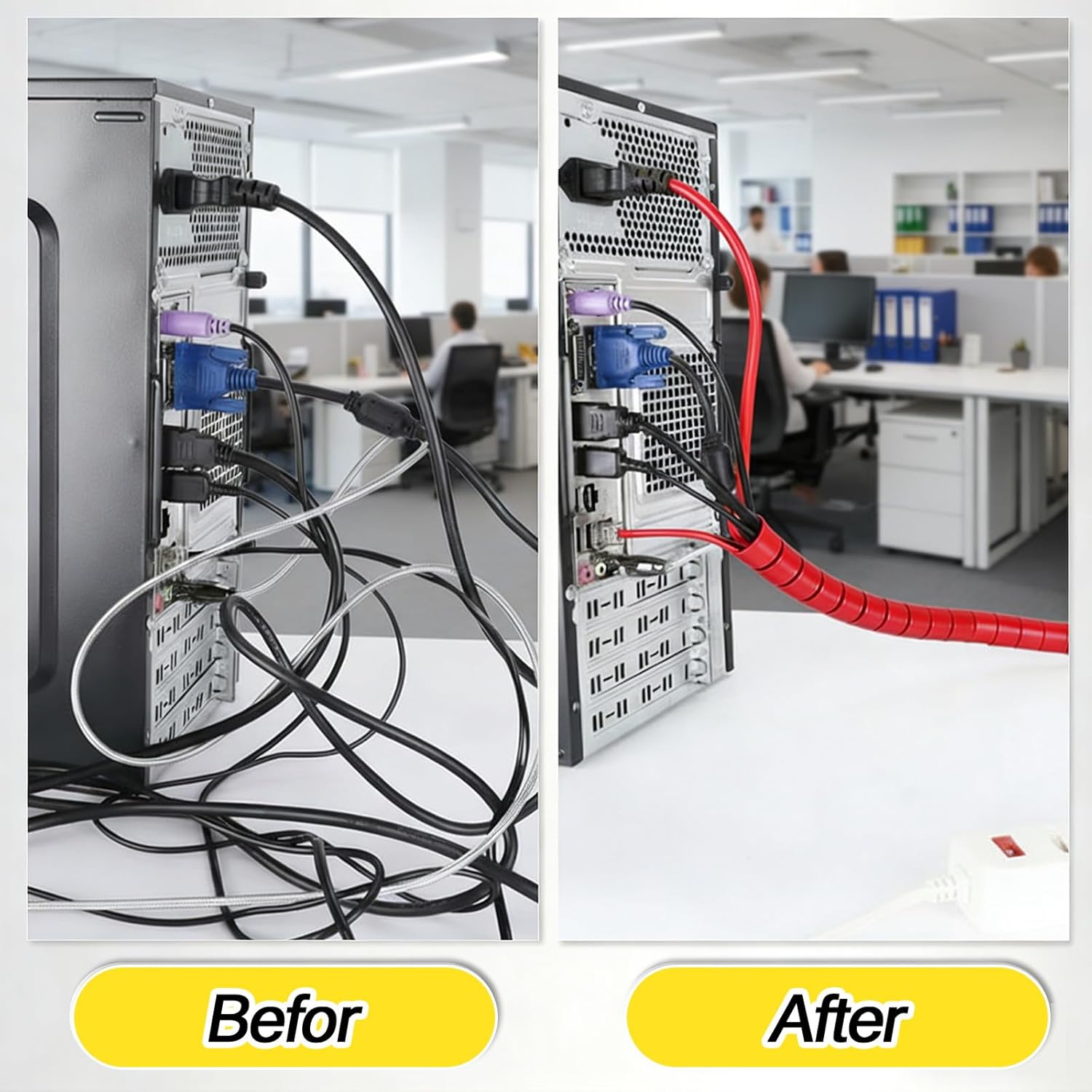 Pangda 25Ft Spiral Wrap Hose Cable Protector 3/4 Inch Heavy Duty Hydraulic Hose Wrap Protector Sleeve, Red Abrasion Resistant Spiral Tubing for Hydraulic Hoses, Electrical Wires, Automotive