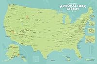 Vista 10 de Mapa de unidades del Sistema de Parques Nacionales de Estados Unidos 24x36 (Tierra Natural)