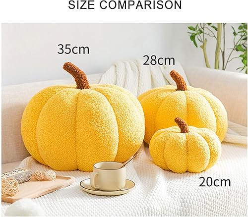 Miniatura 5 de Almohada de calabaza, juguete de peluche de calabaza súper esponjoso, cojín decorativo de calabaza para decoración del hogar, recuerdos de fiesta de