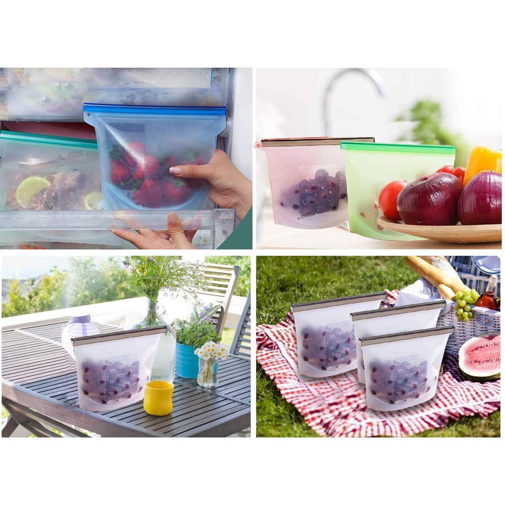 Sacchetti in Silicone Ecologico Per uso Alimentare, 11 Sacchetti per Alimenti in Silicone Senza BPA, a Prova di Perdite e Riutilizzabili, Utilizzati per Verdura, Frutta, Carne, Liquidi, ecc.