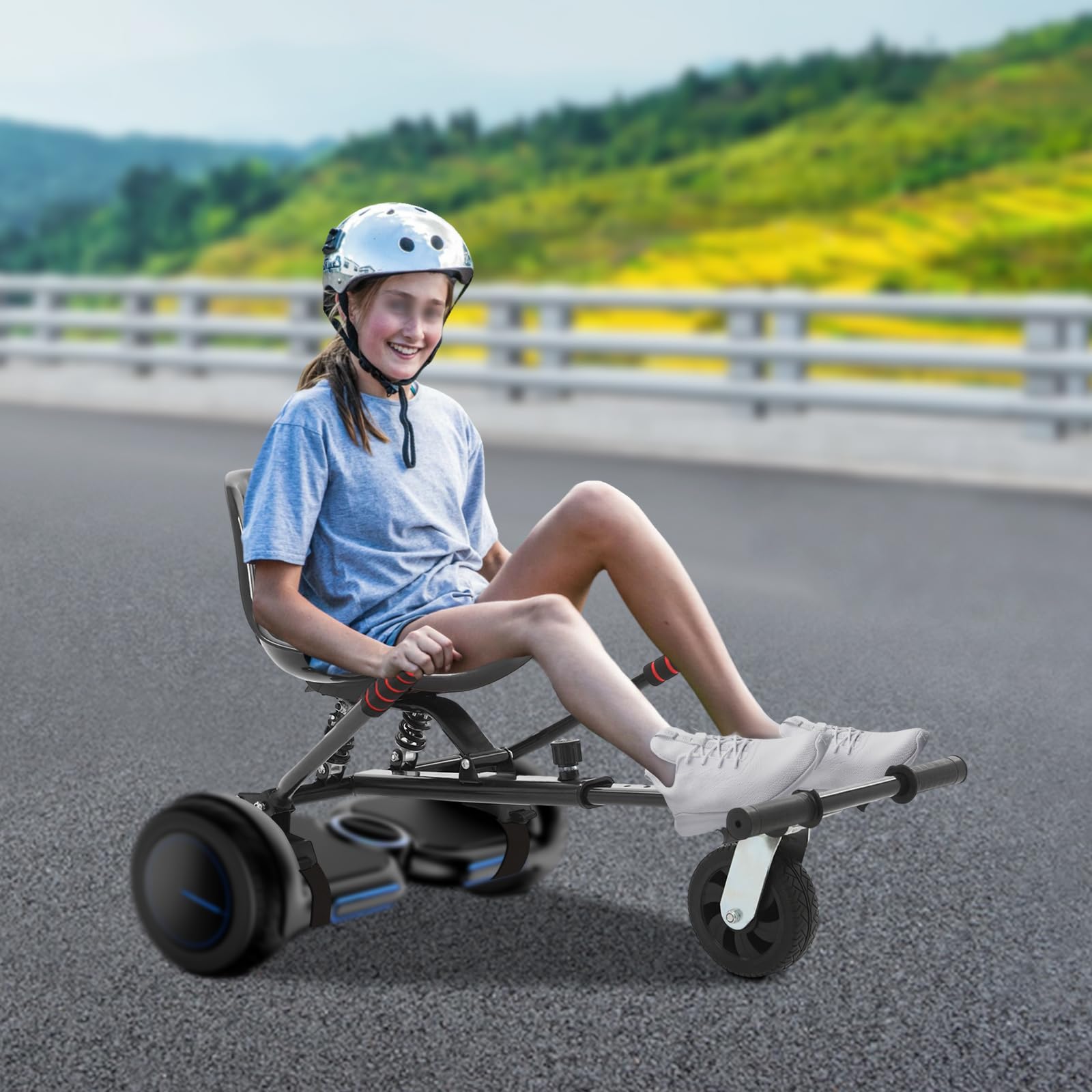 Hoverboard Sitz Verstellbarer, Balancing Scooter Sitzbefestigung 100 kg Tragkraft, Sitzscooter Selbstausgleichender für 6,5-10 Zoll, Schwarz