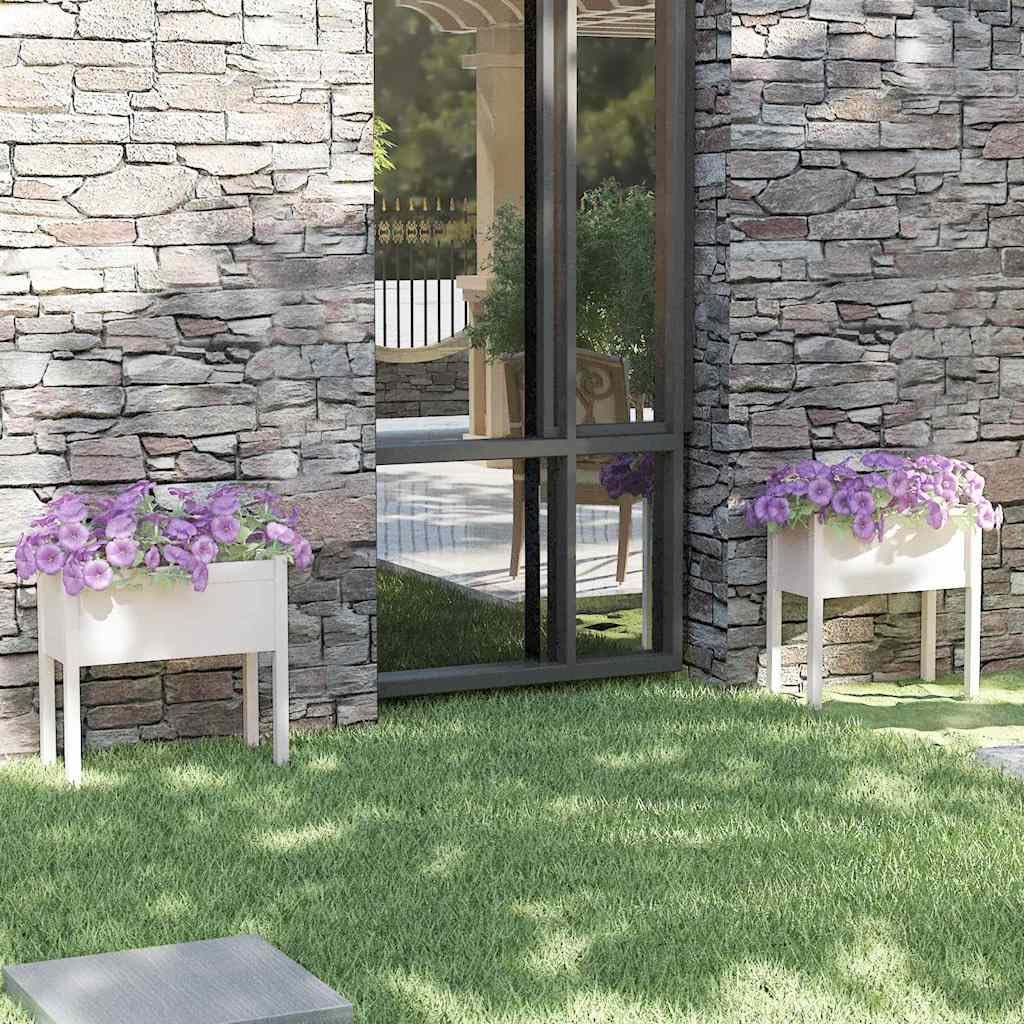 Pflanzkübel 2 STK Massivholz Kiefer Weiß 70x31x70 cm Garten