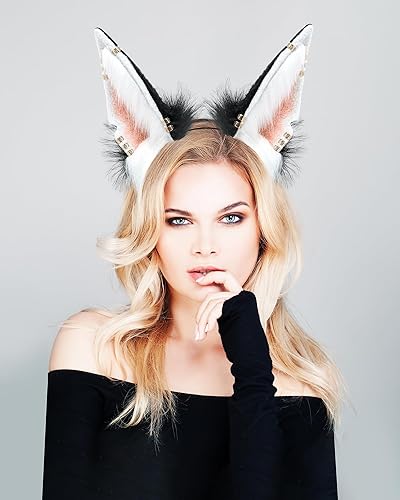 Miniatura 3 de BNLIDES Orejas de conejo hechas a mano para mujeres y hombres, disfraz de cosplay, accesorios de cabeza lindos para Halloween