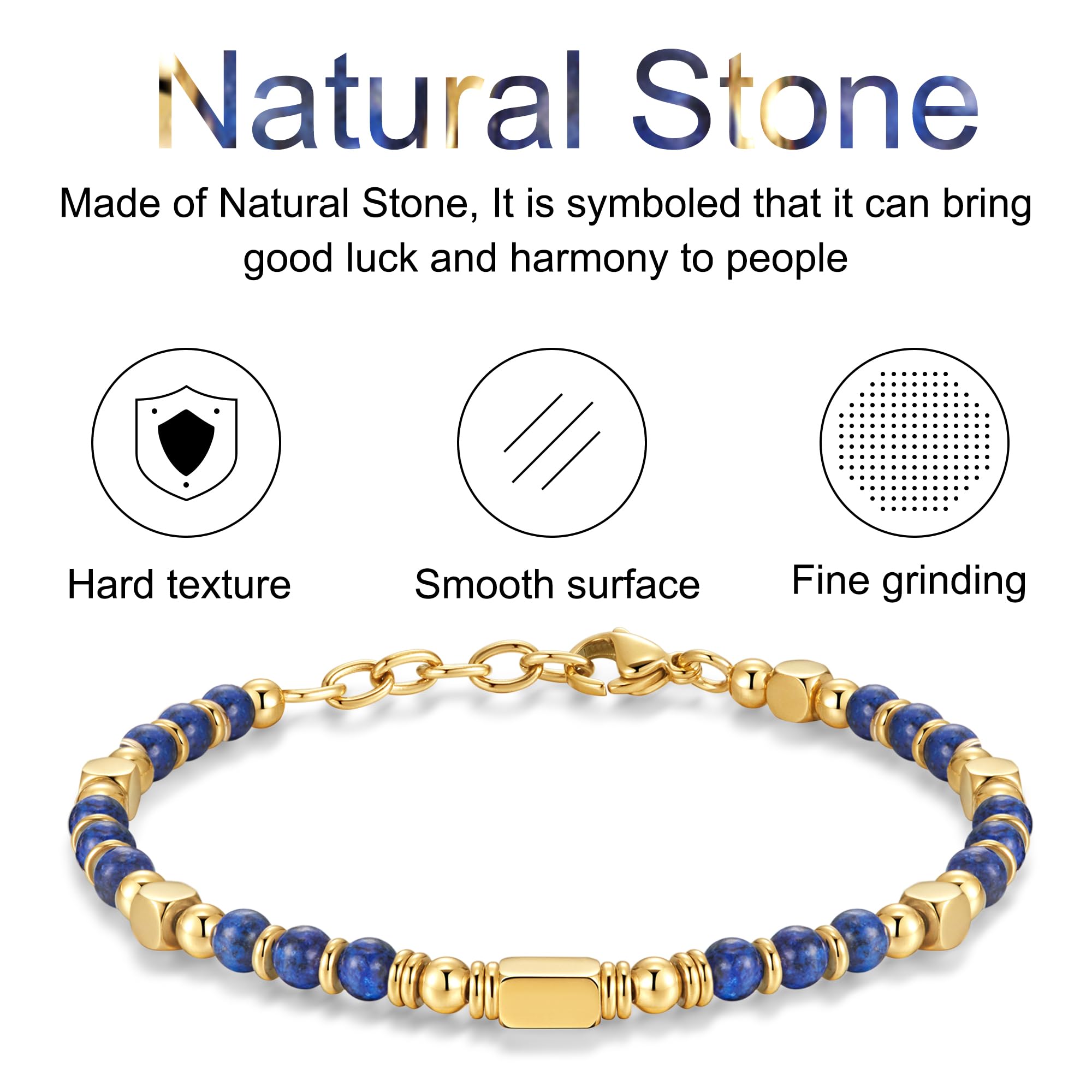 SIUMAL Bracciali Donna, Bracciale Bohémien in Pietra Naturale e Acciaio Inossidabile per Donna, Regalo Di Compleanno, Regalo Di Natale per La Mamma