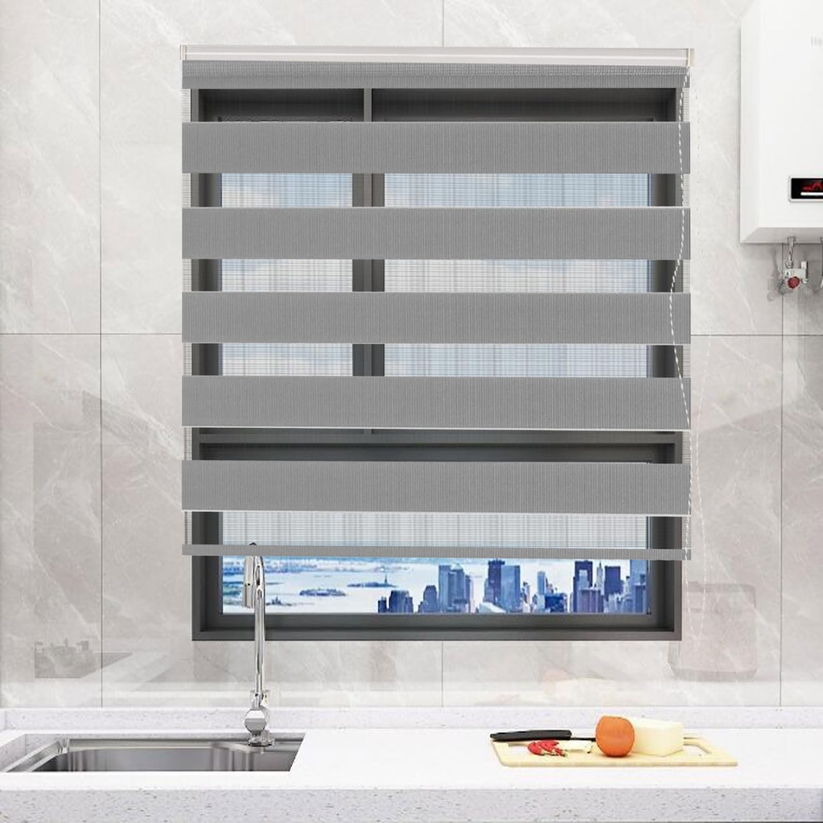 Store Occultant Protection Solaire 110 x 300 cm Protection Solaire et Visuelle Opaque Store Occultant Fenetre Facile à Montage pour Chambre Bébé Chambre Grenier Bureau, Gris Clair