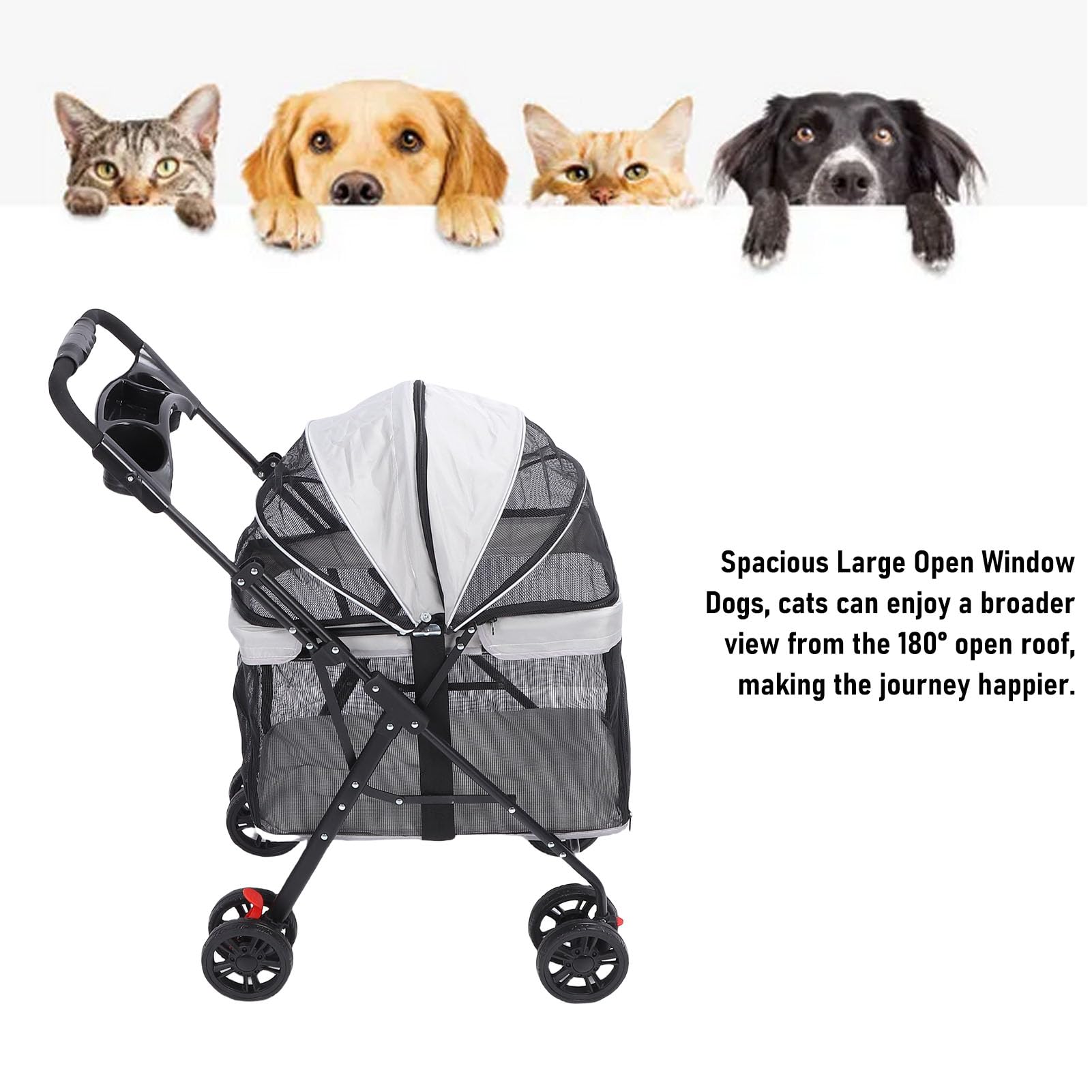 Alomejor A Click Click Collared Knacks Gatos Plegables con Sombrillas y Portavasos para Viajes, Cochecito Veterinario (#12)